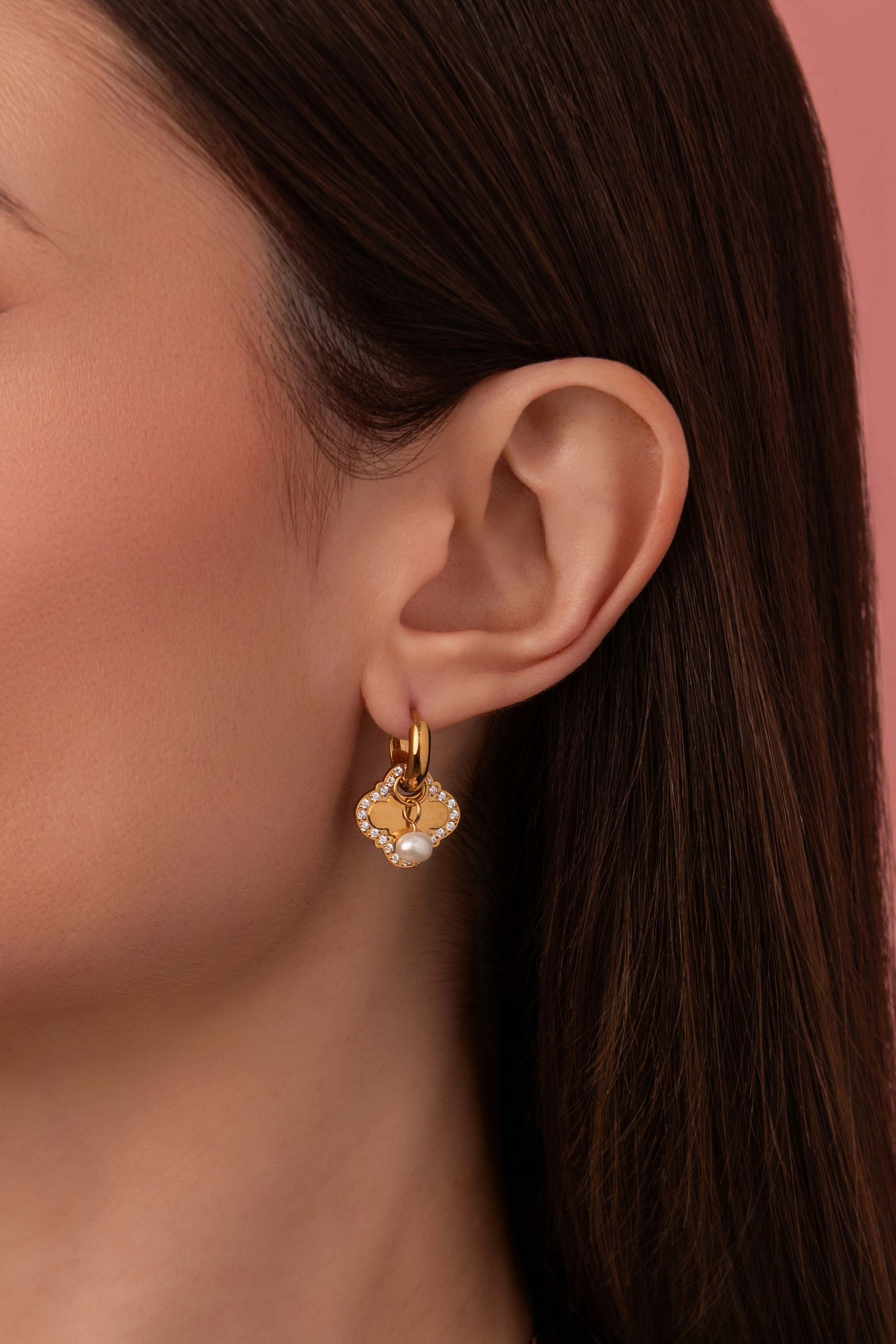 Pearl Linked Hoop Earring Set