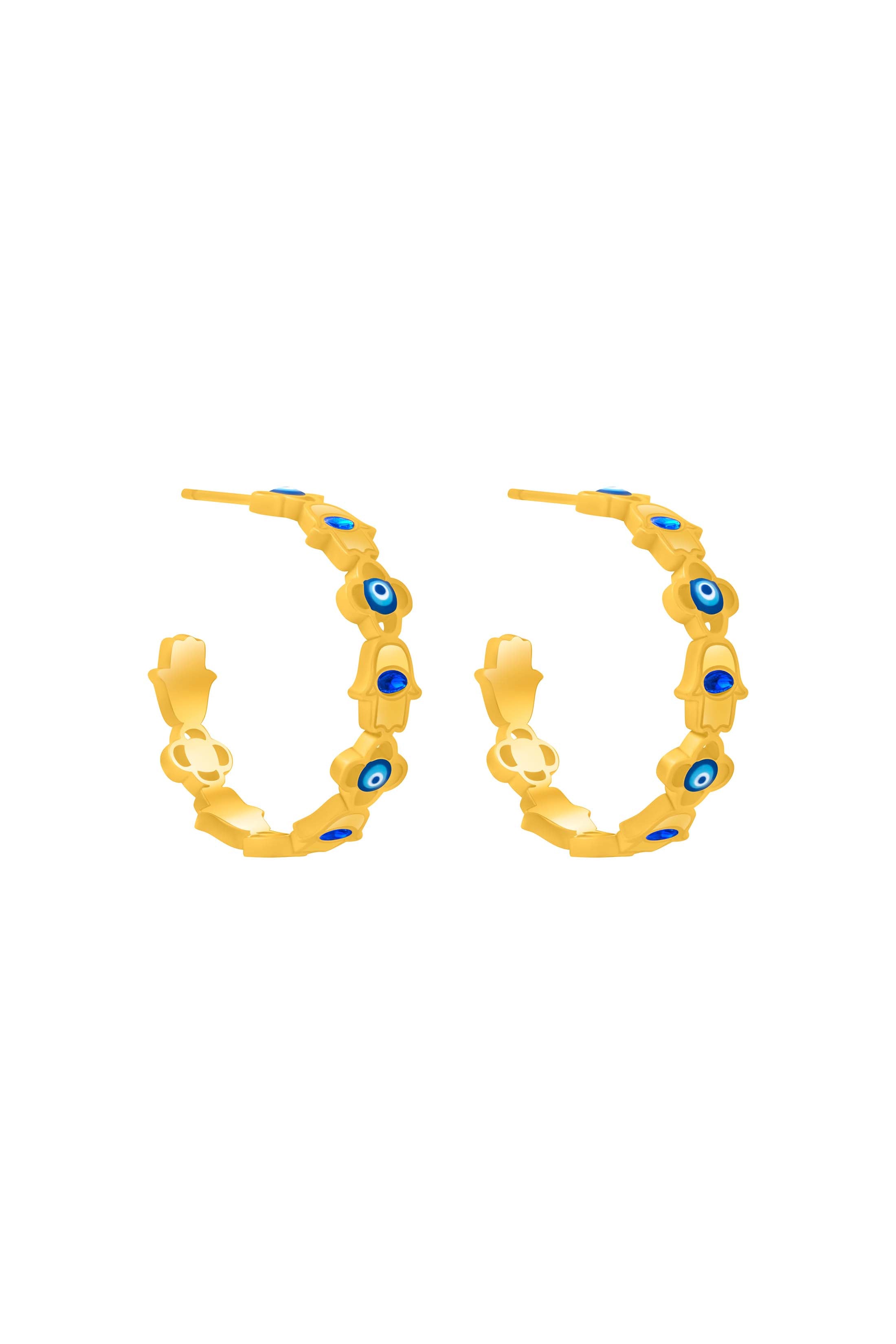 Evil Eye Hamsa Hoop Earring Set