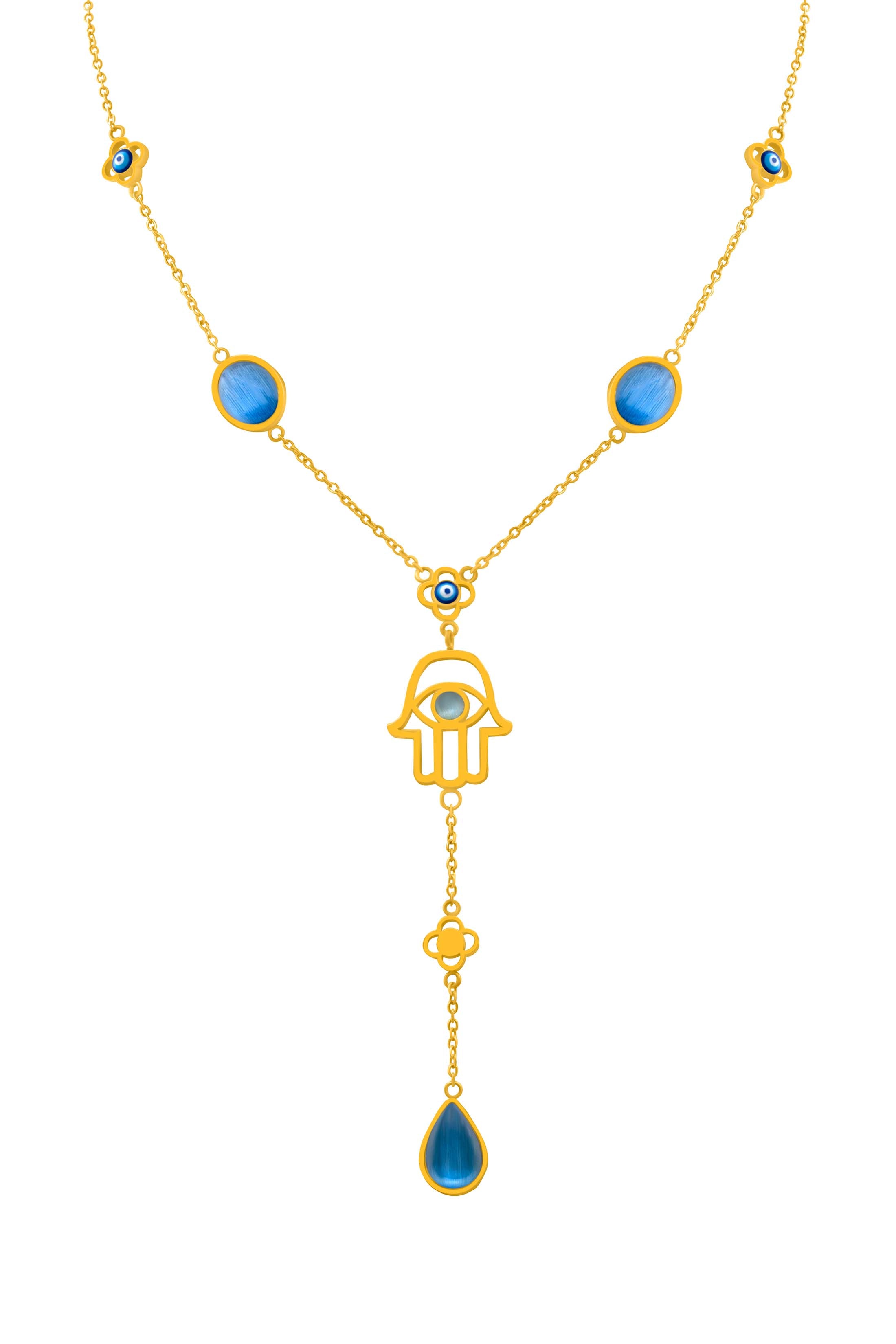 Evil Eye Hamsa Drop Necklace