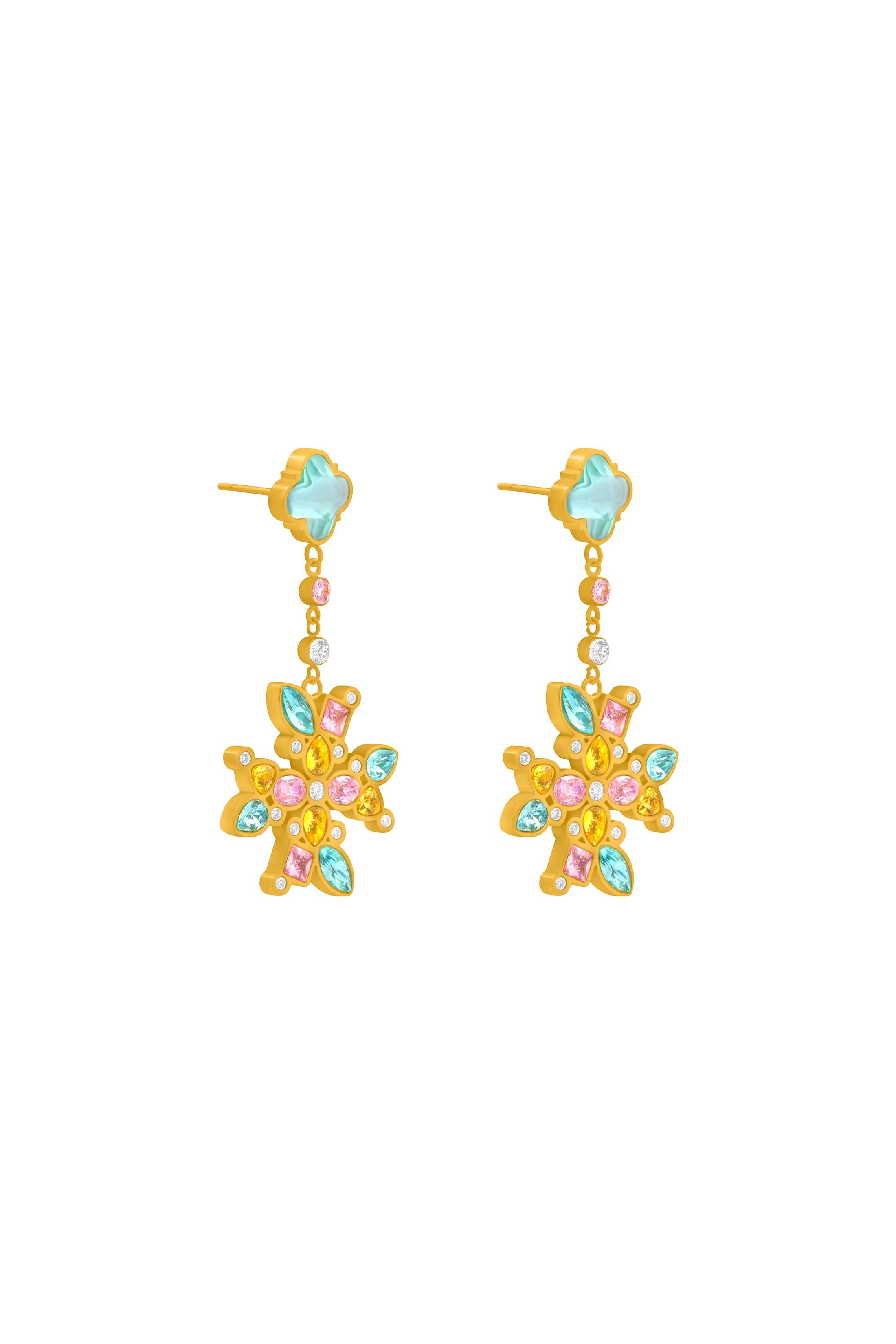 Maltese Cross Regalia Drop Stud Earring Set