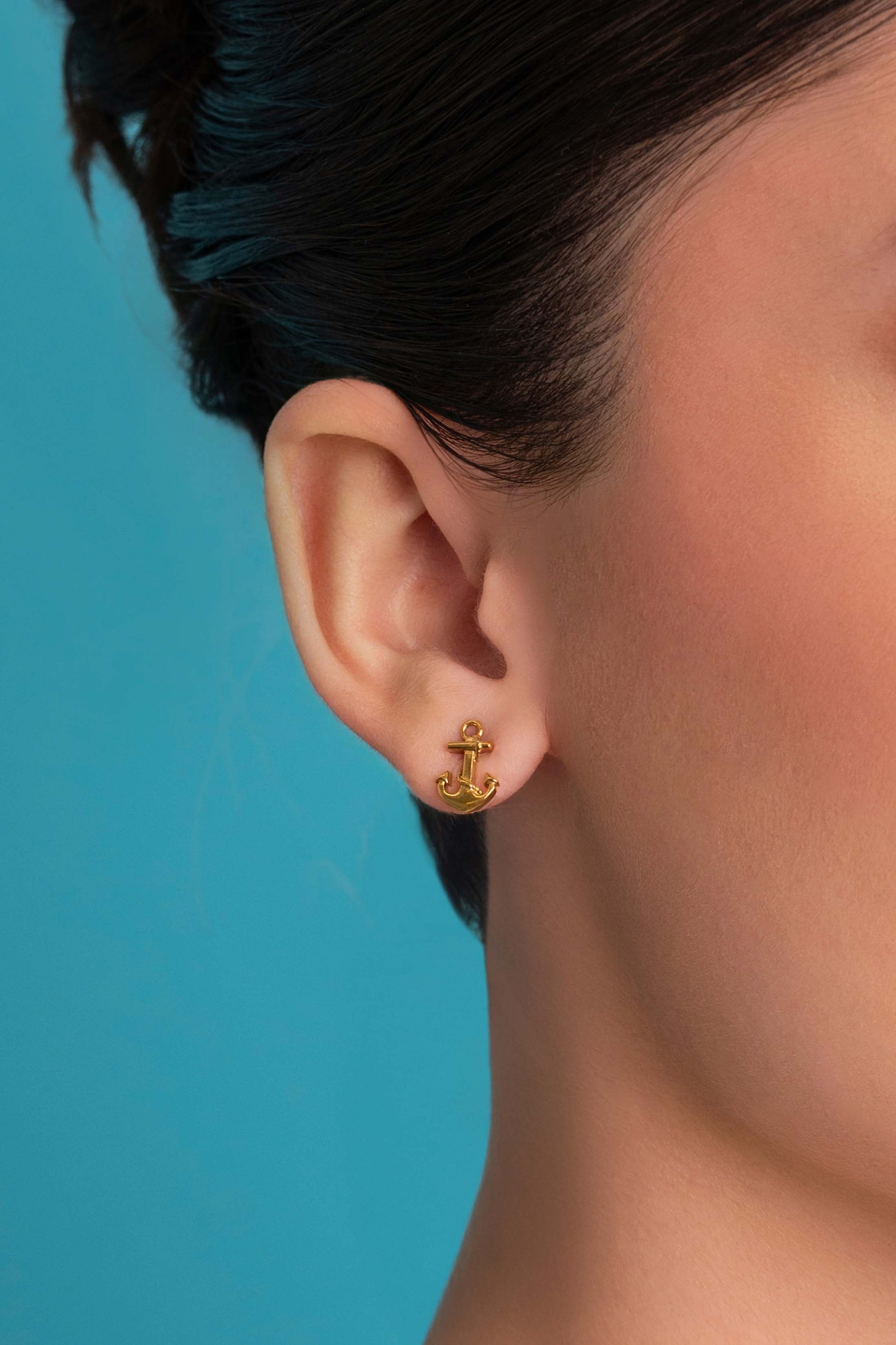 Azure Anchor Stud Earring Set