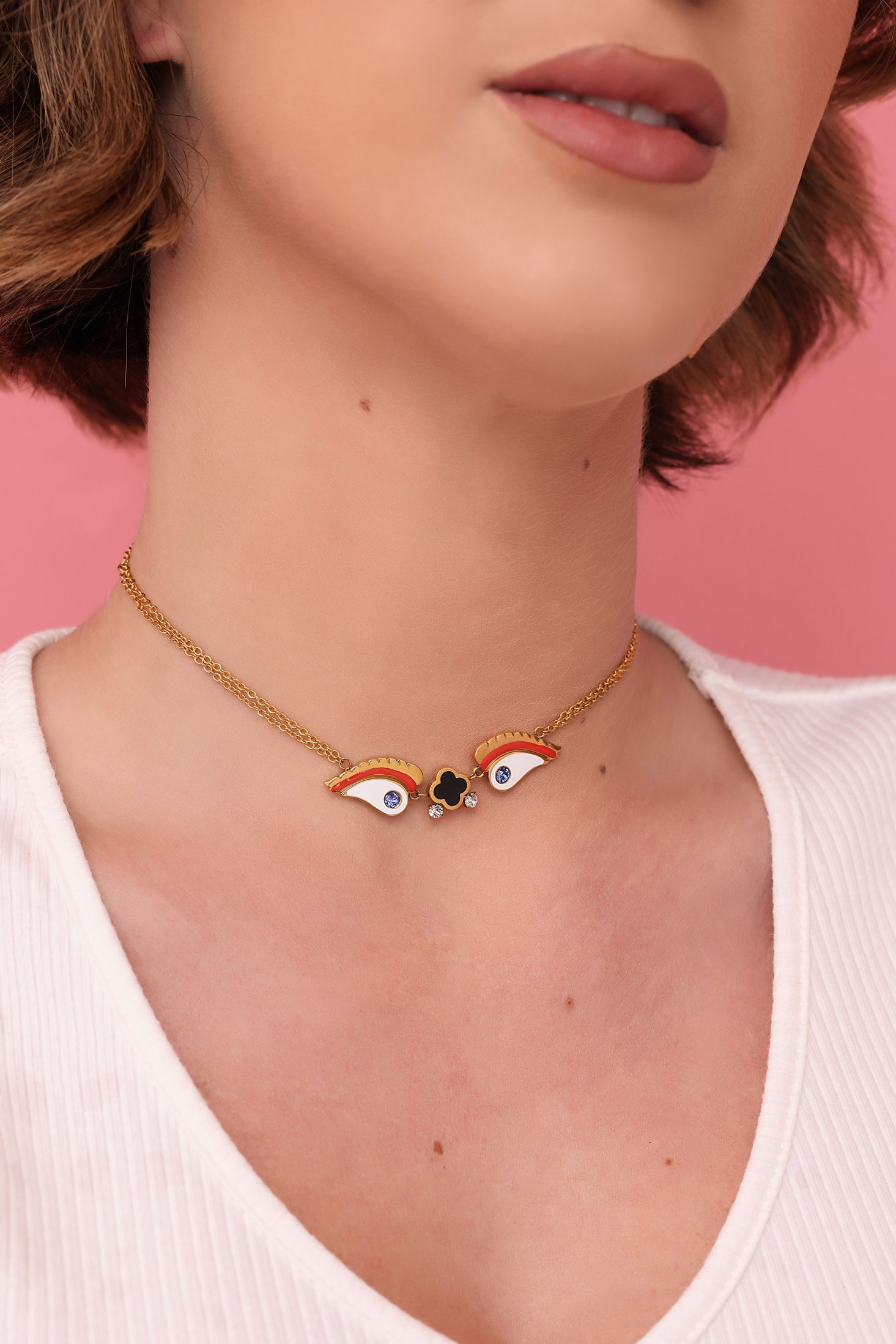 Luzzu Eye Choker Necklace & Golden Luzzu Eye Stud Earring Set Gift Set