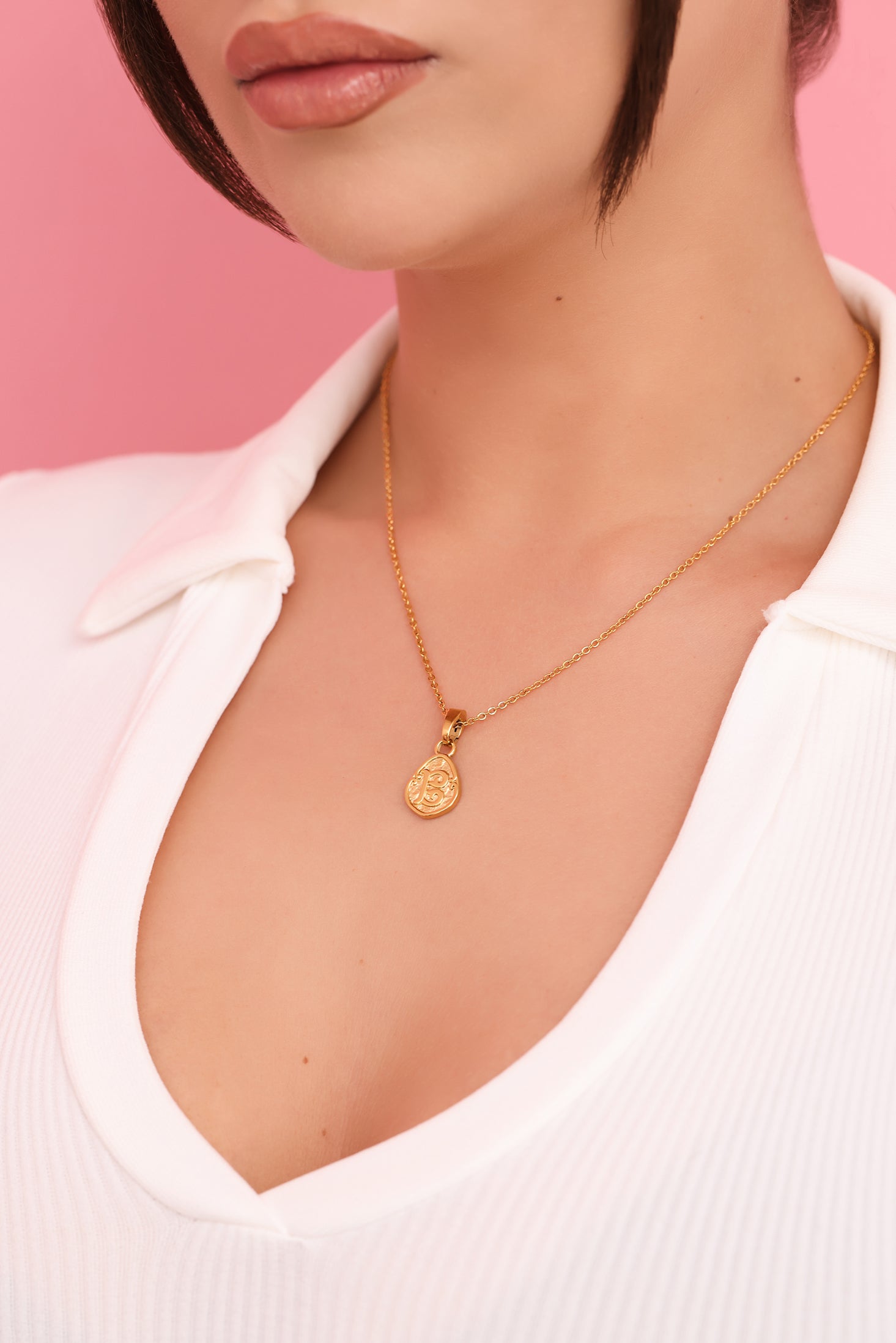 Tberfil Letter Pendant with Petite Adjustable Chain Necklace