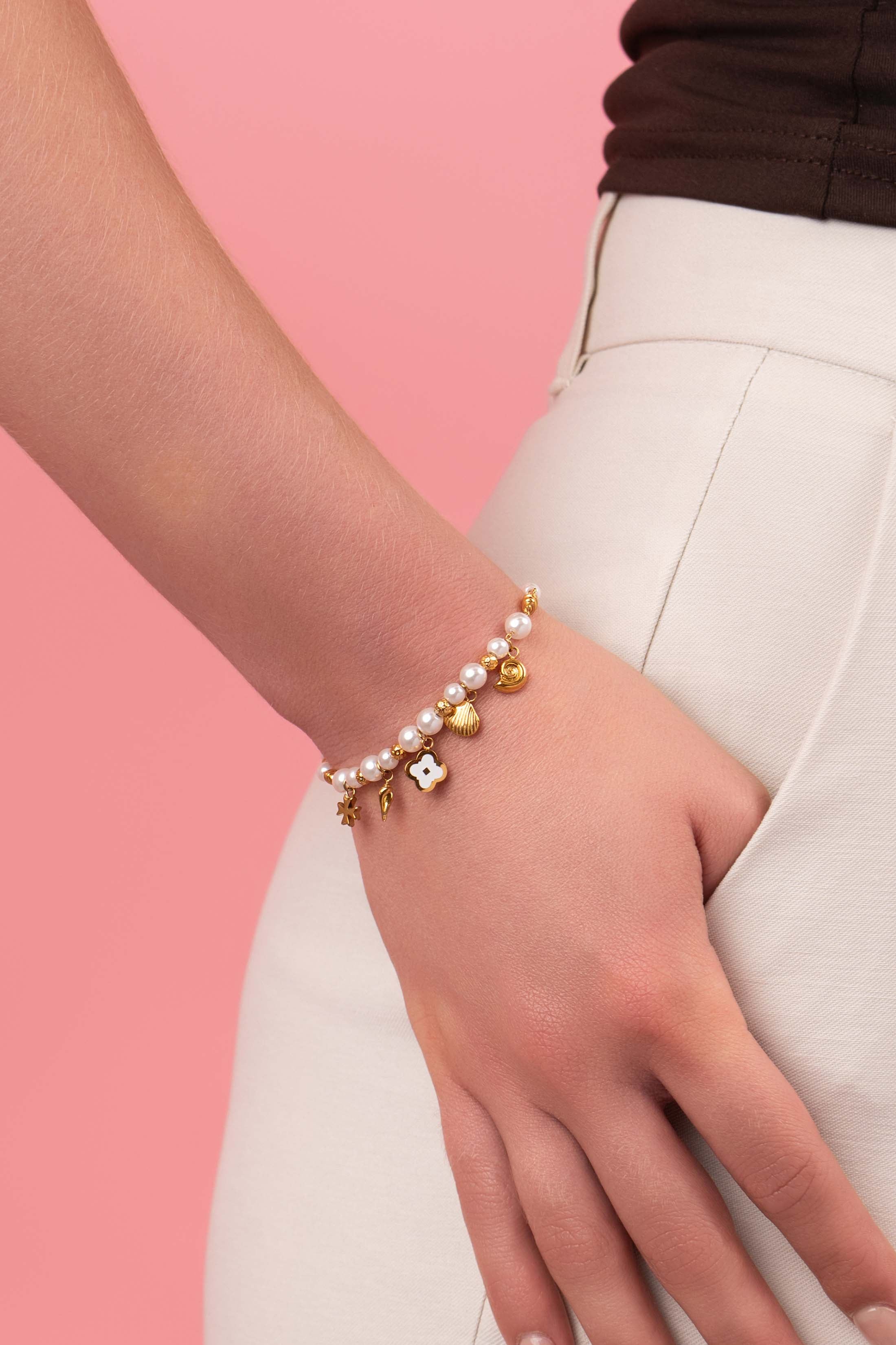 Maltese Summer Pearl Charm Necklace & Bracelet Gift Set