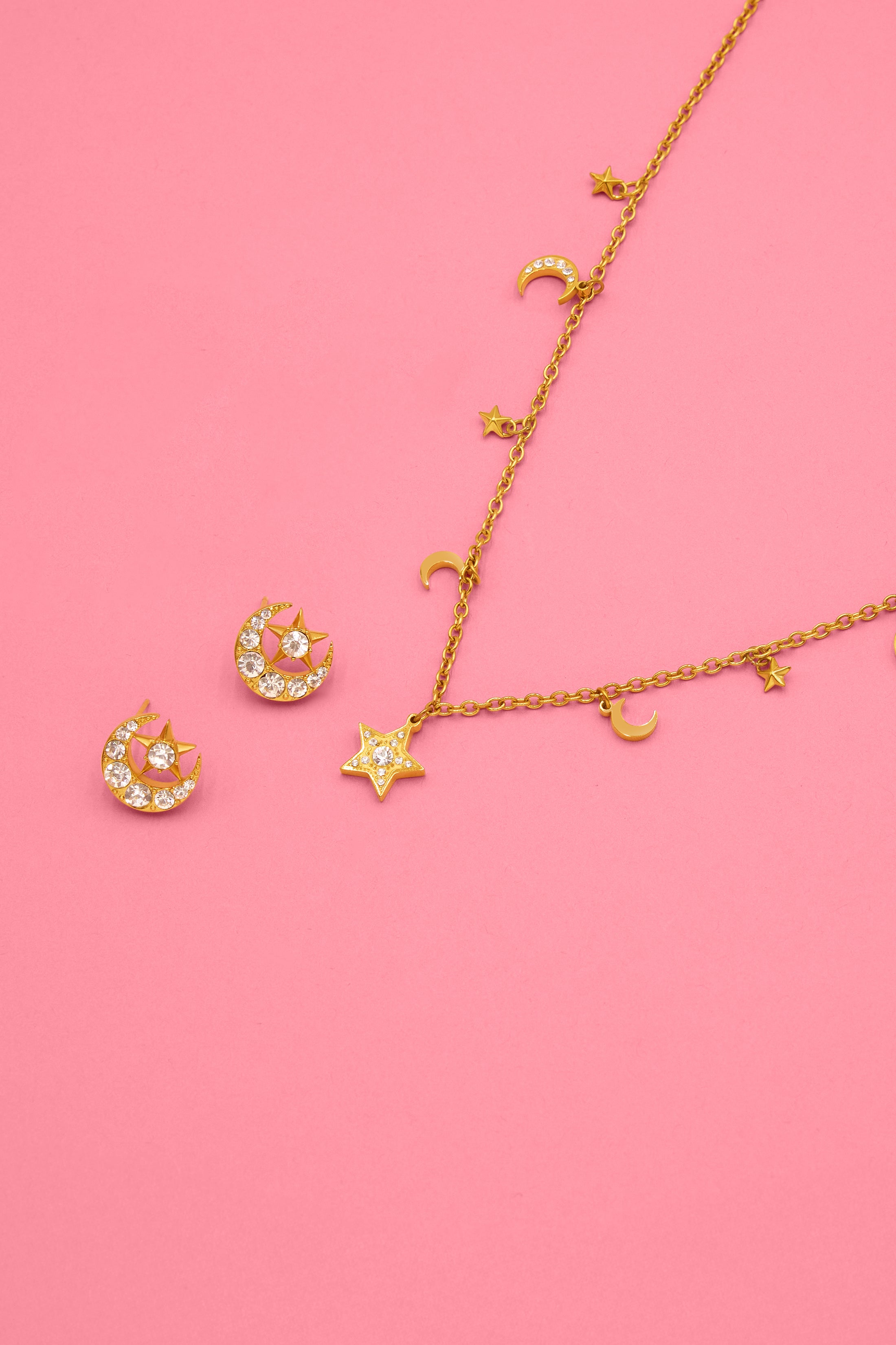 Sahara Moon Studs & Charm Necklace Gift Set