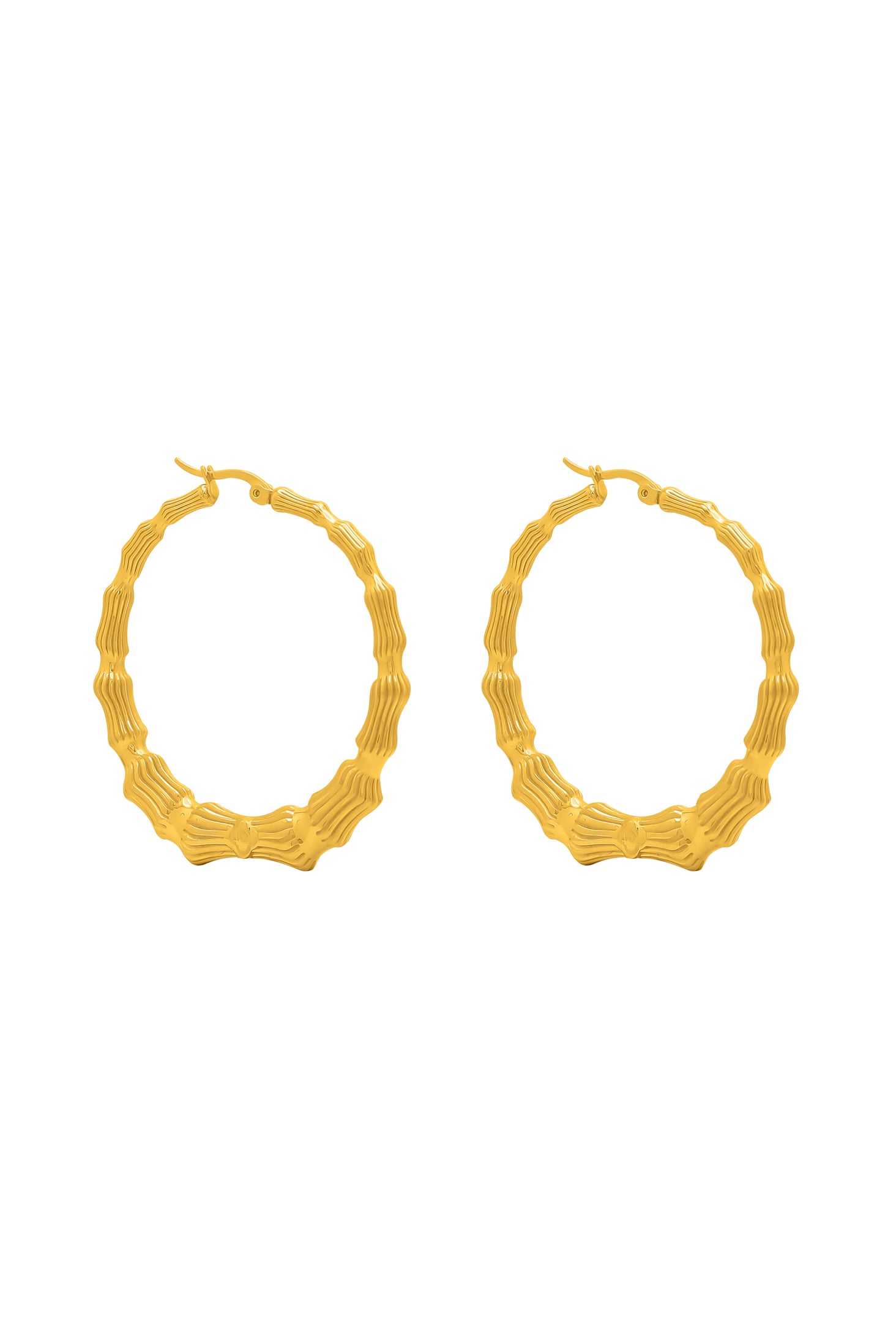 Bamboo Large Hoop Earring Set