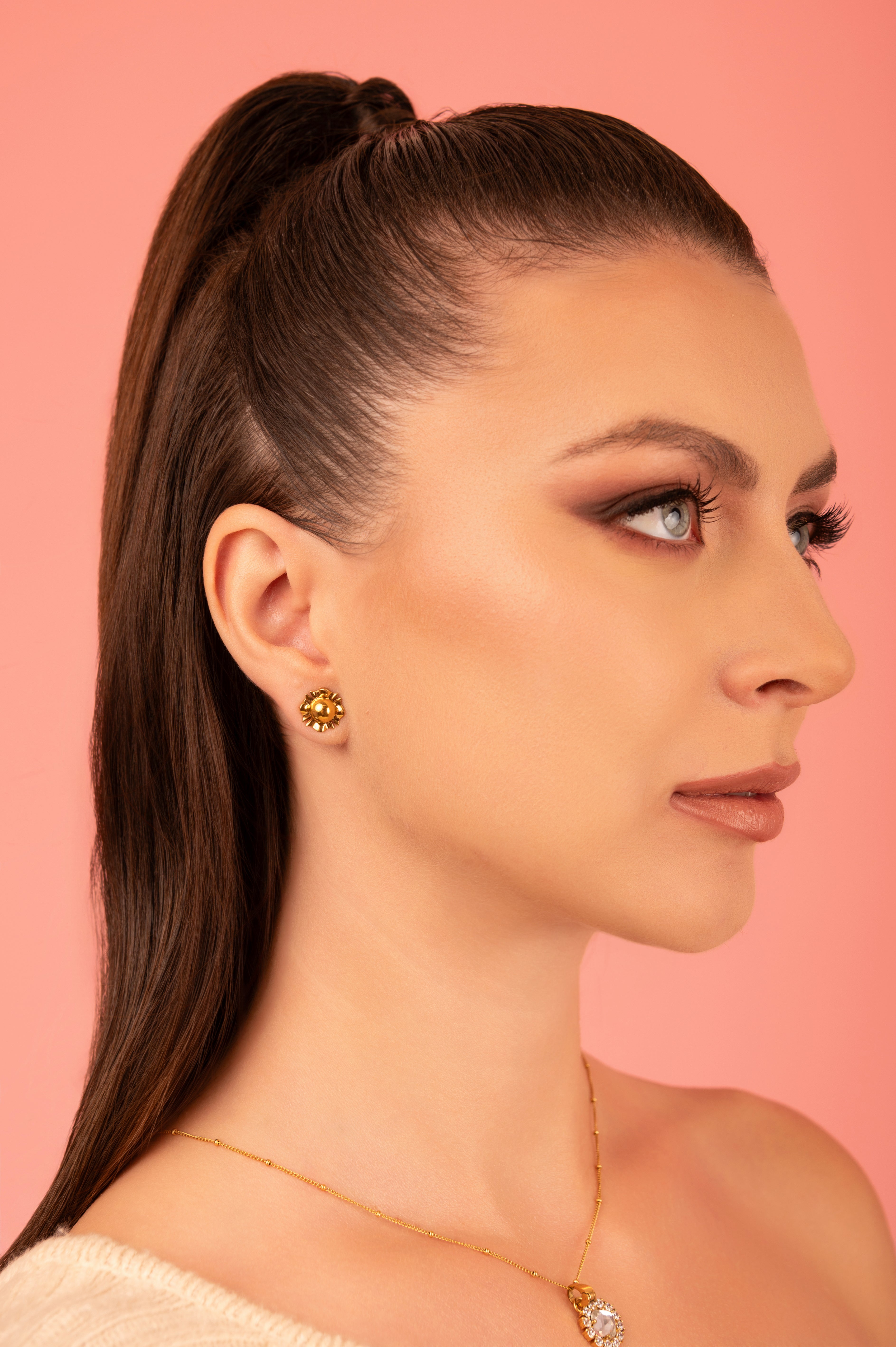 Golden Bloom Stud Earring Set