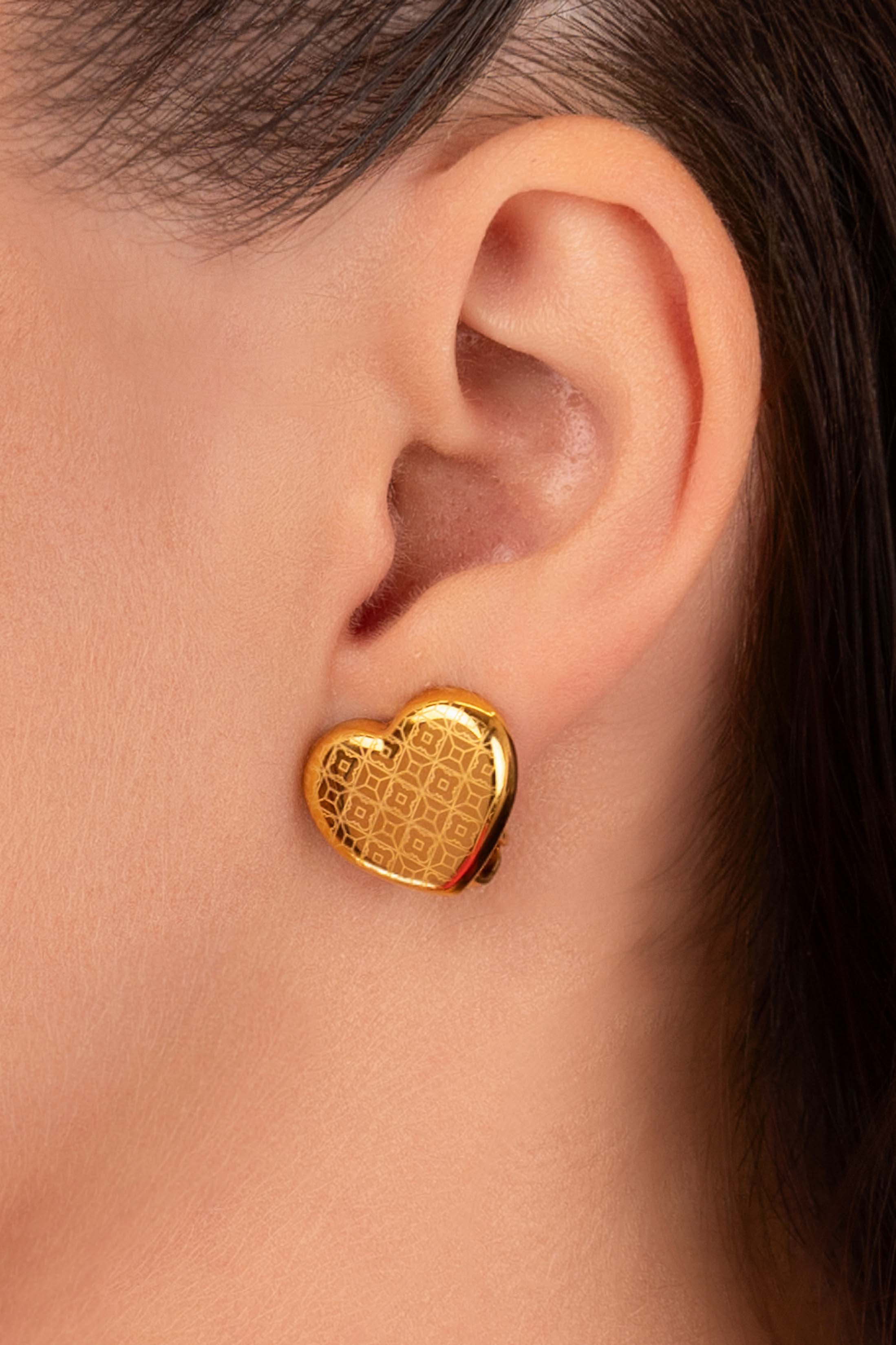 Tiled Heart Clip-On Stud Earring Set