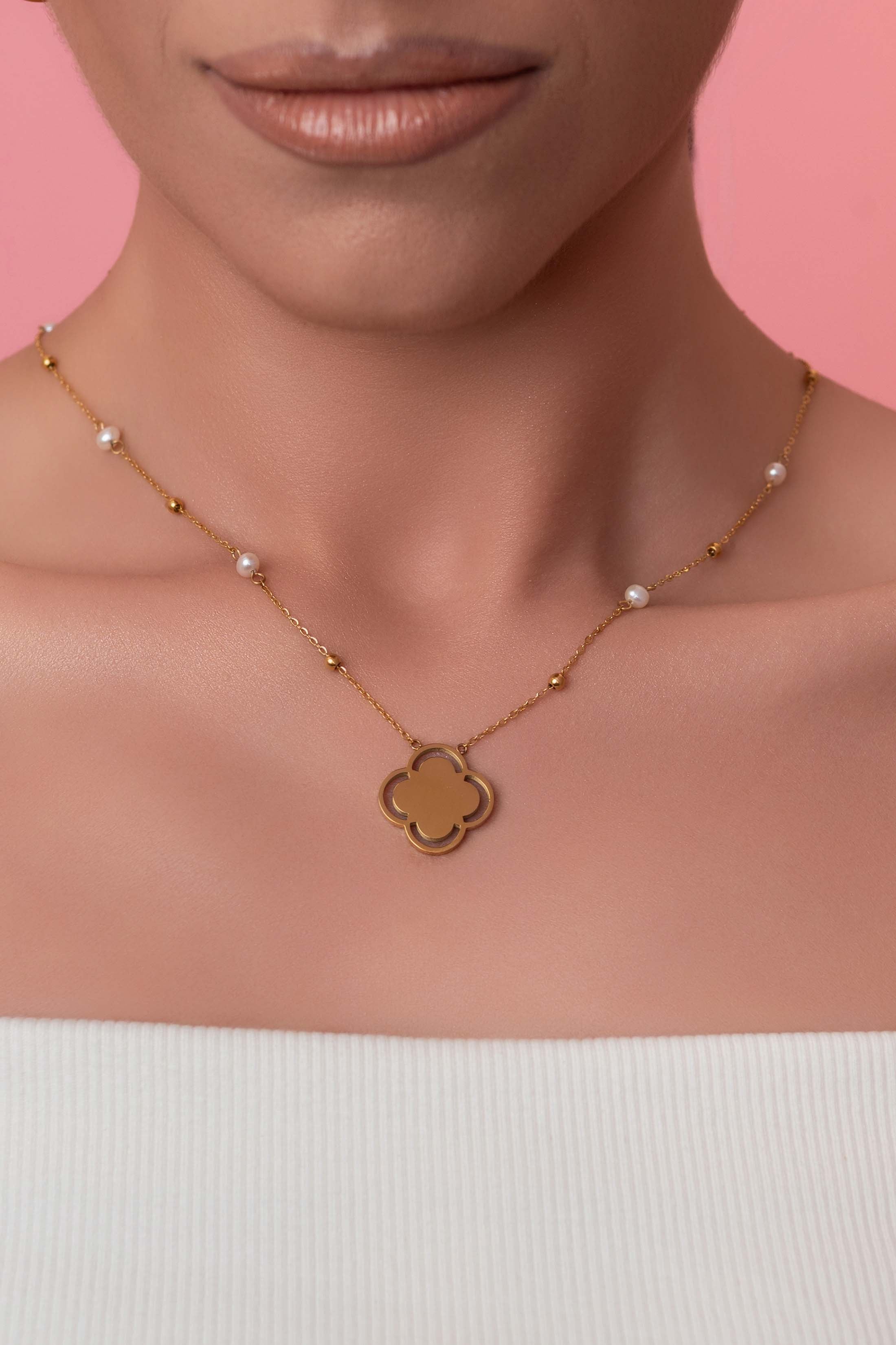 Engravable Carisma Logo Freshwater Pearl Necklace