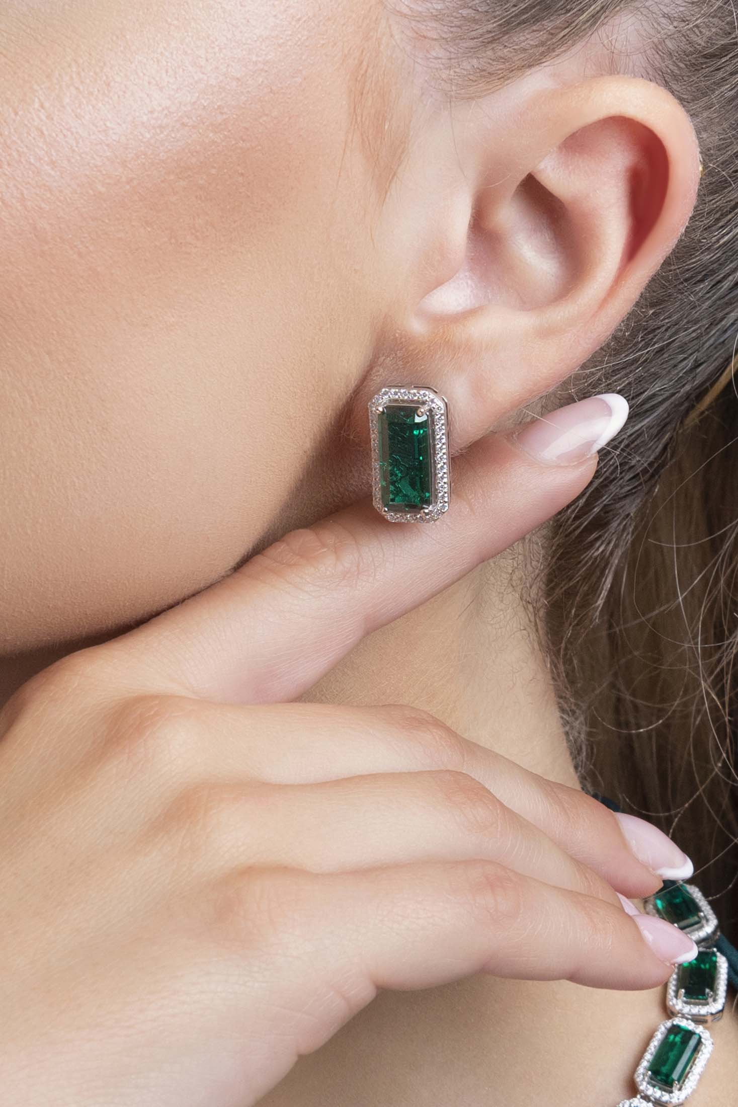 Emerald Elegance Statement Stud Earring Set