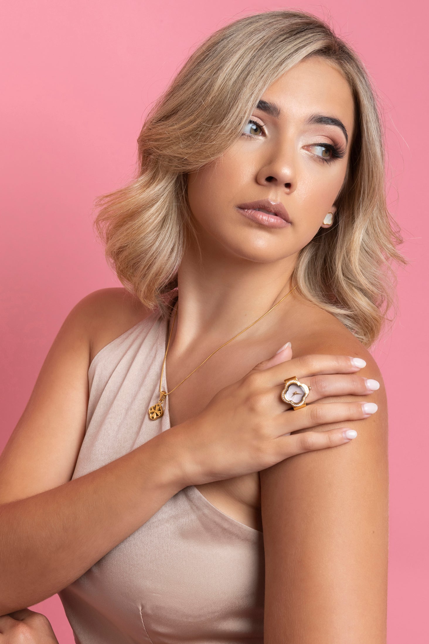 Carisma Pink Mother of Pearl Ring Watch