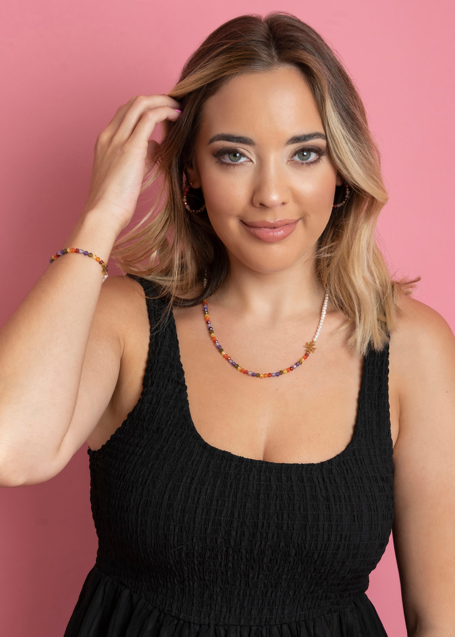 Freshwater Pearl & Beads Maltese Cross Necklace