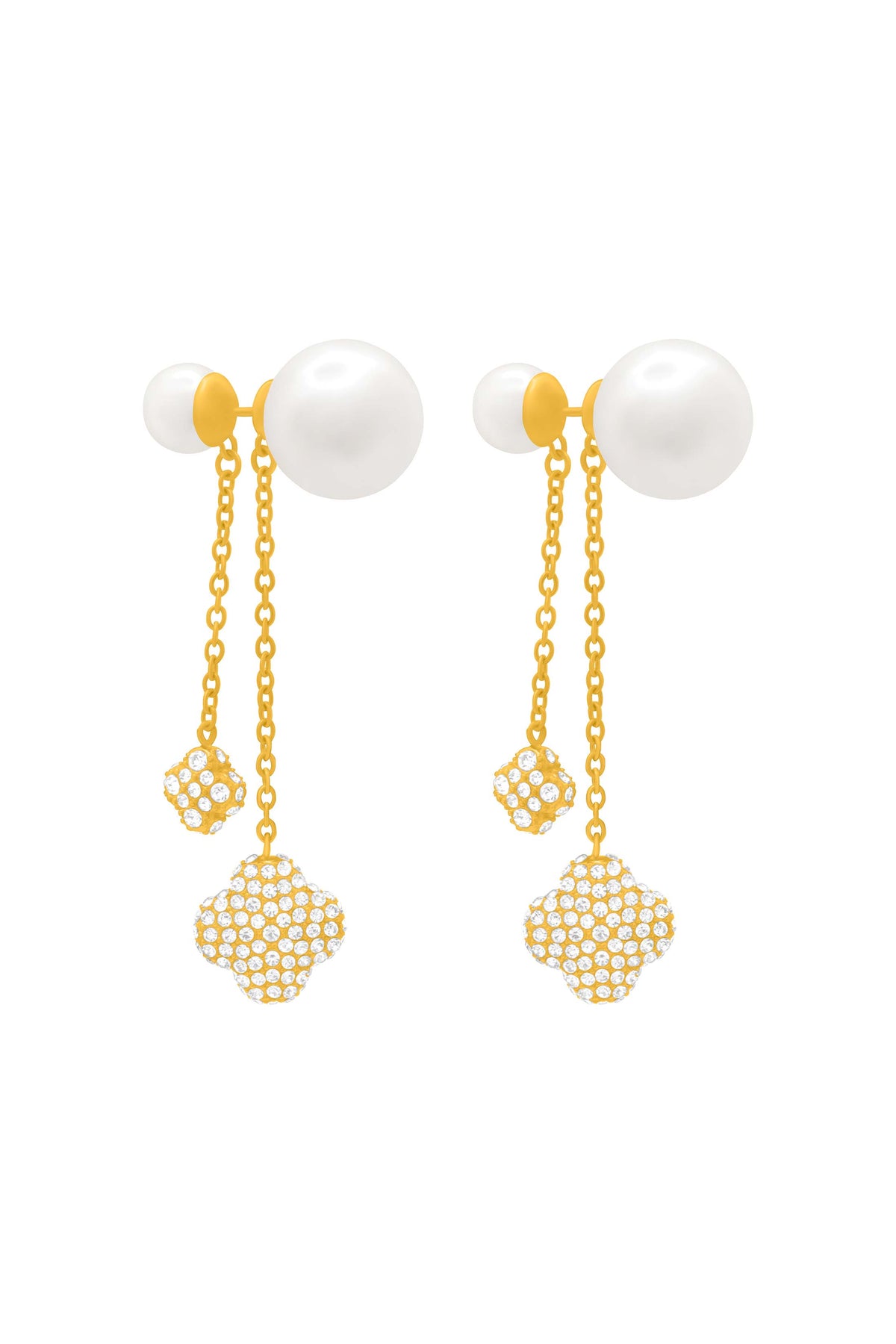 Rossi Éclat Pearl Double Sided Chain Drop Stud Earring Set