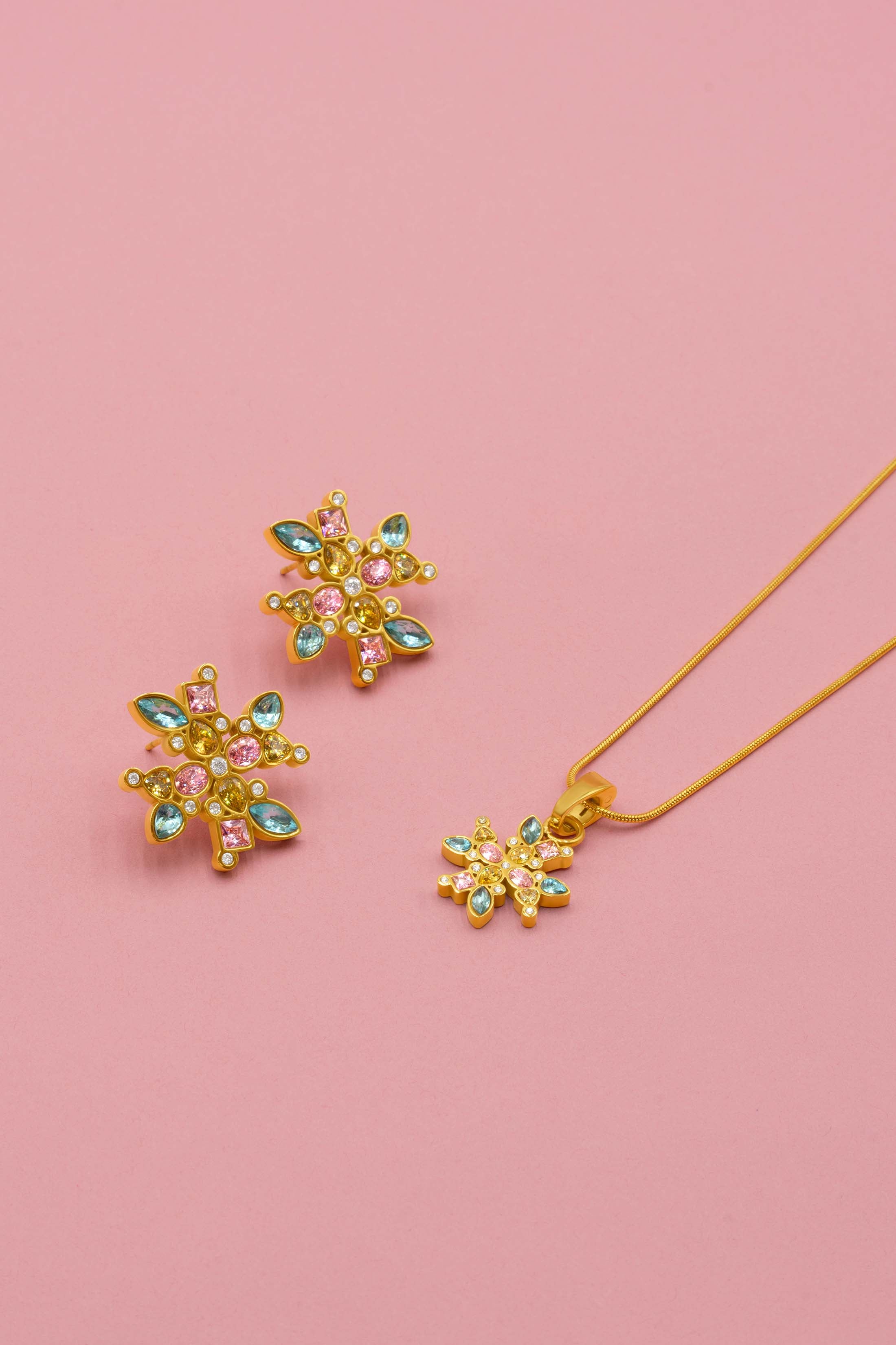 Maltese Cross Regalia Stud Earring Set & Necklace Gift Set