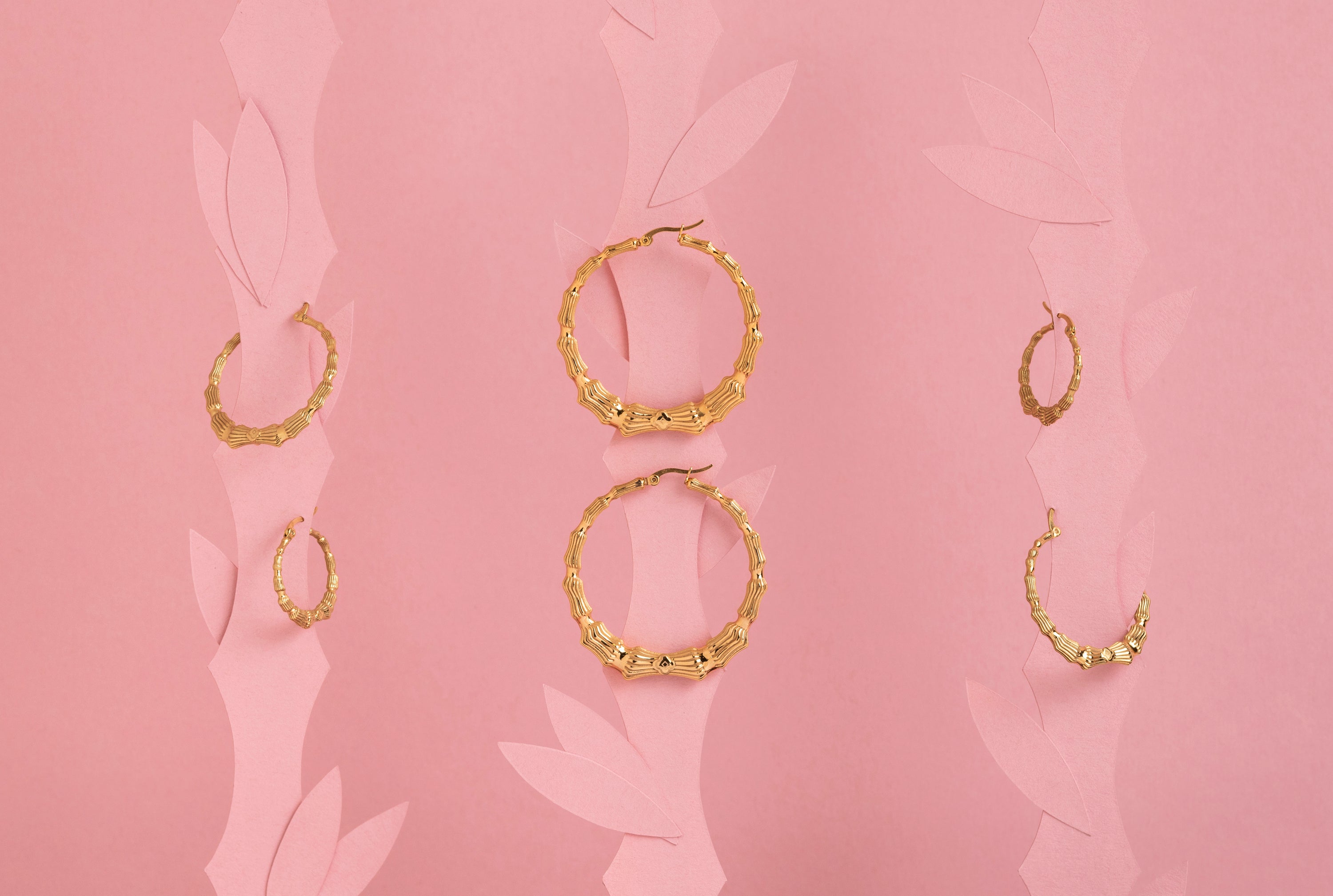 Bamboo Large Hoop Earring Set