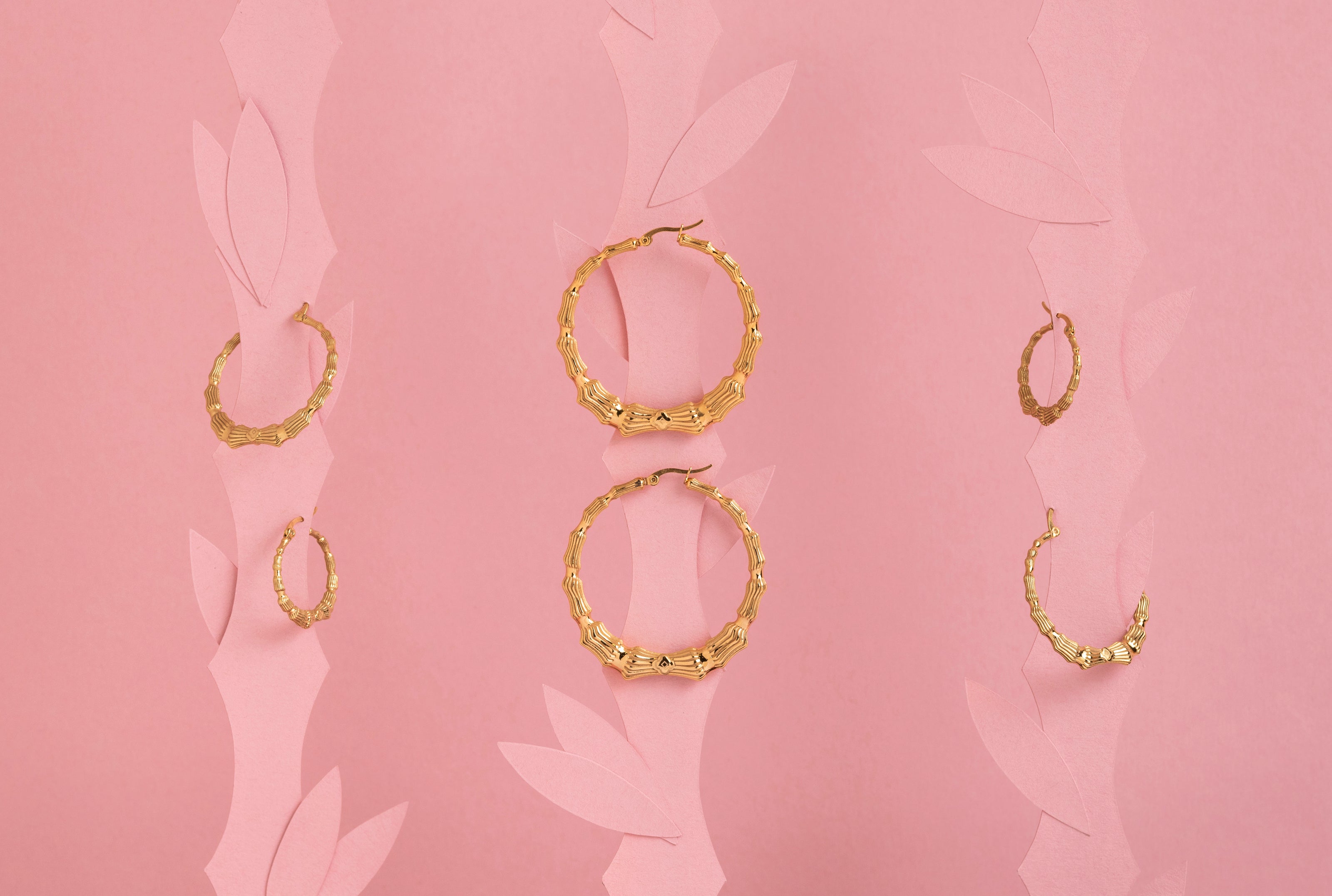 Bamboo Large Hoop Earring Set