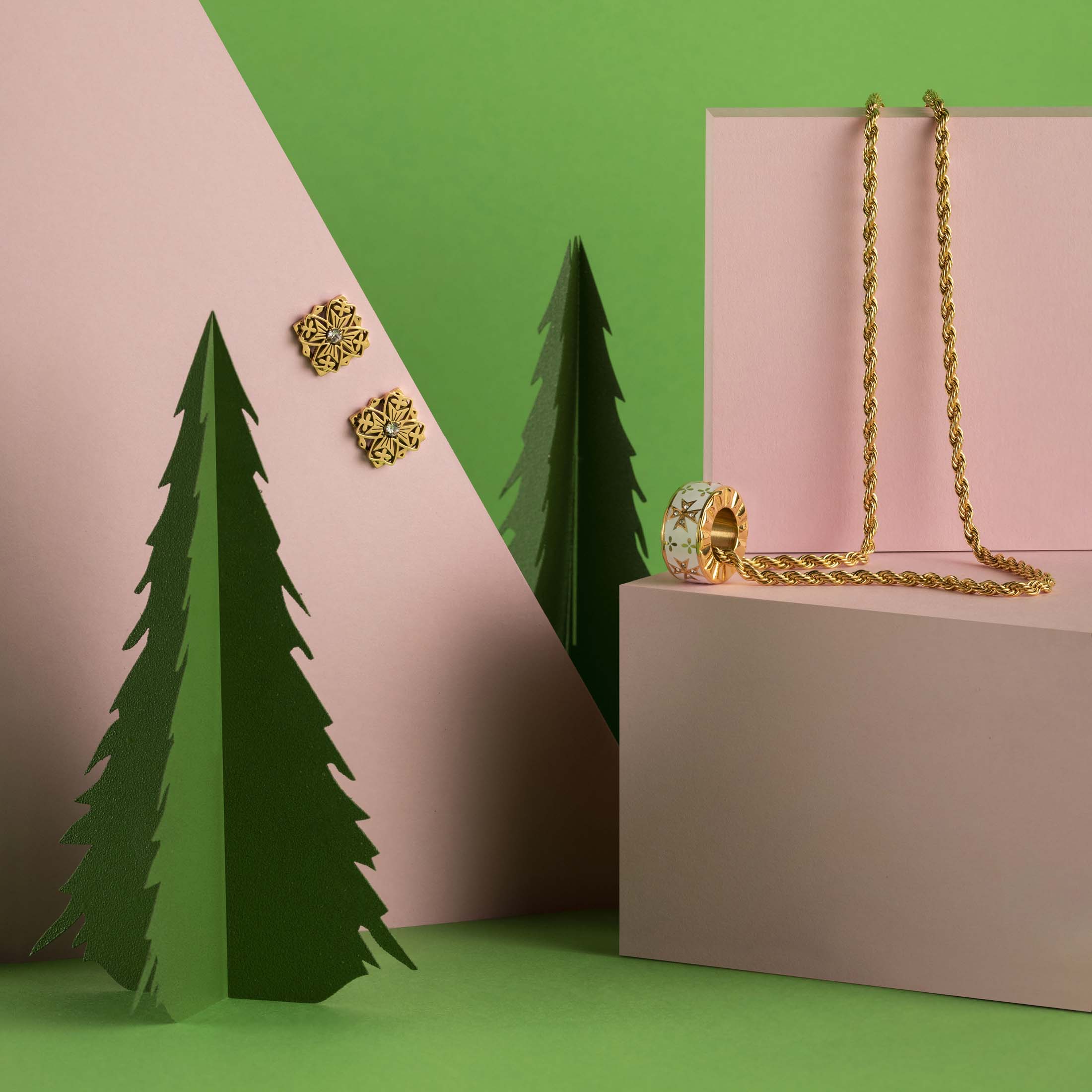 Maltese Cross Crystal Ring Pendant