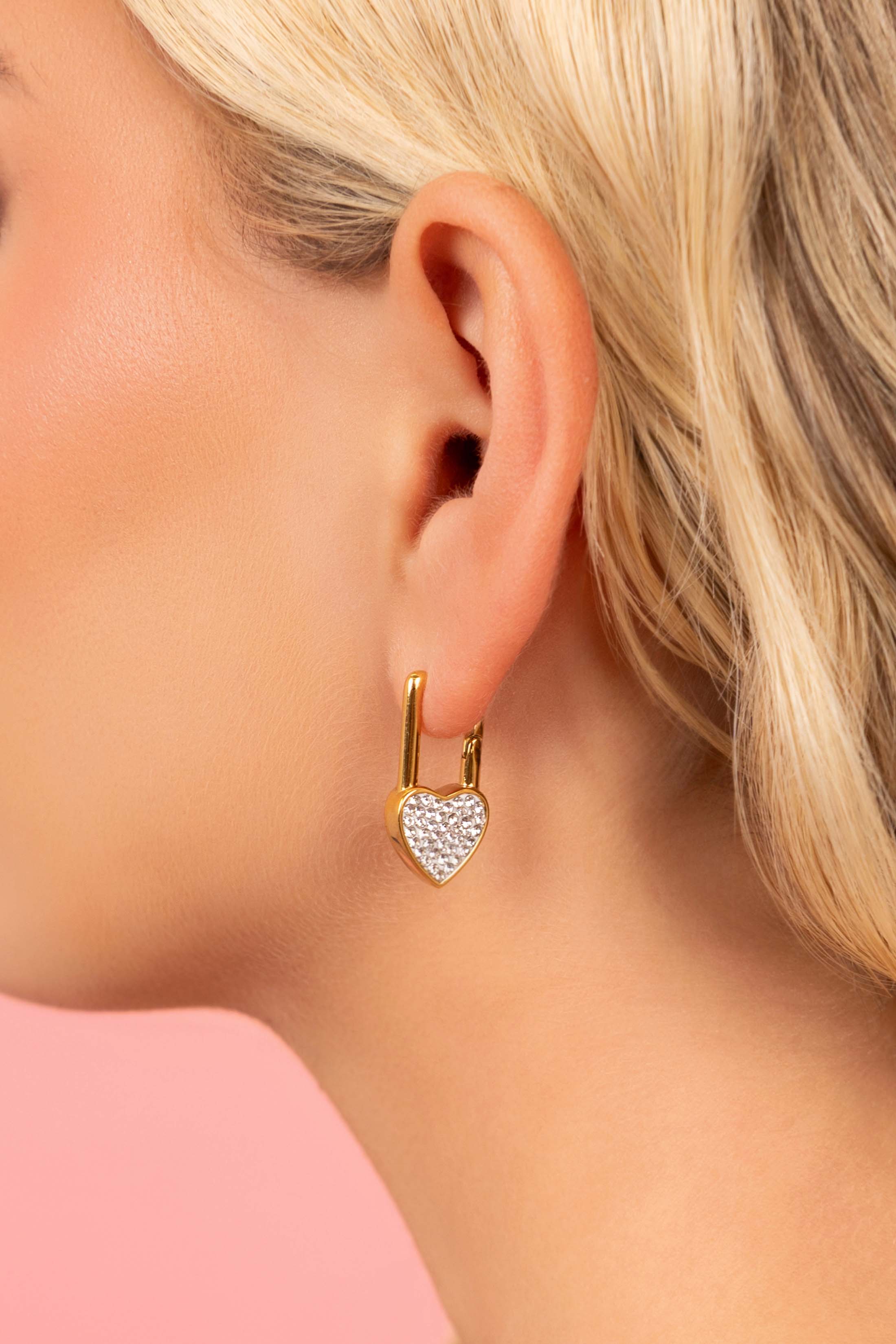 Locked in Crystal Earrings & Love On Lock Necklace Gift Set