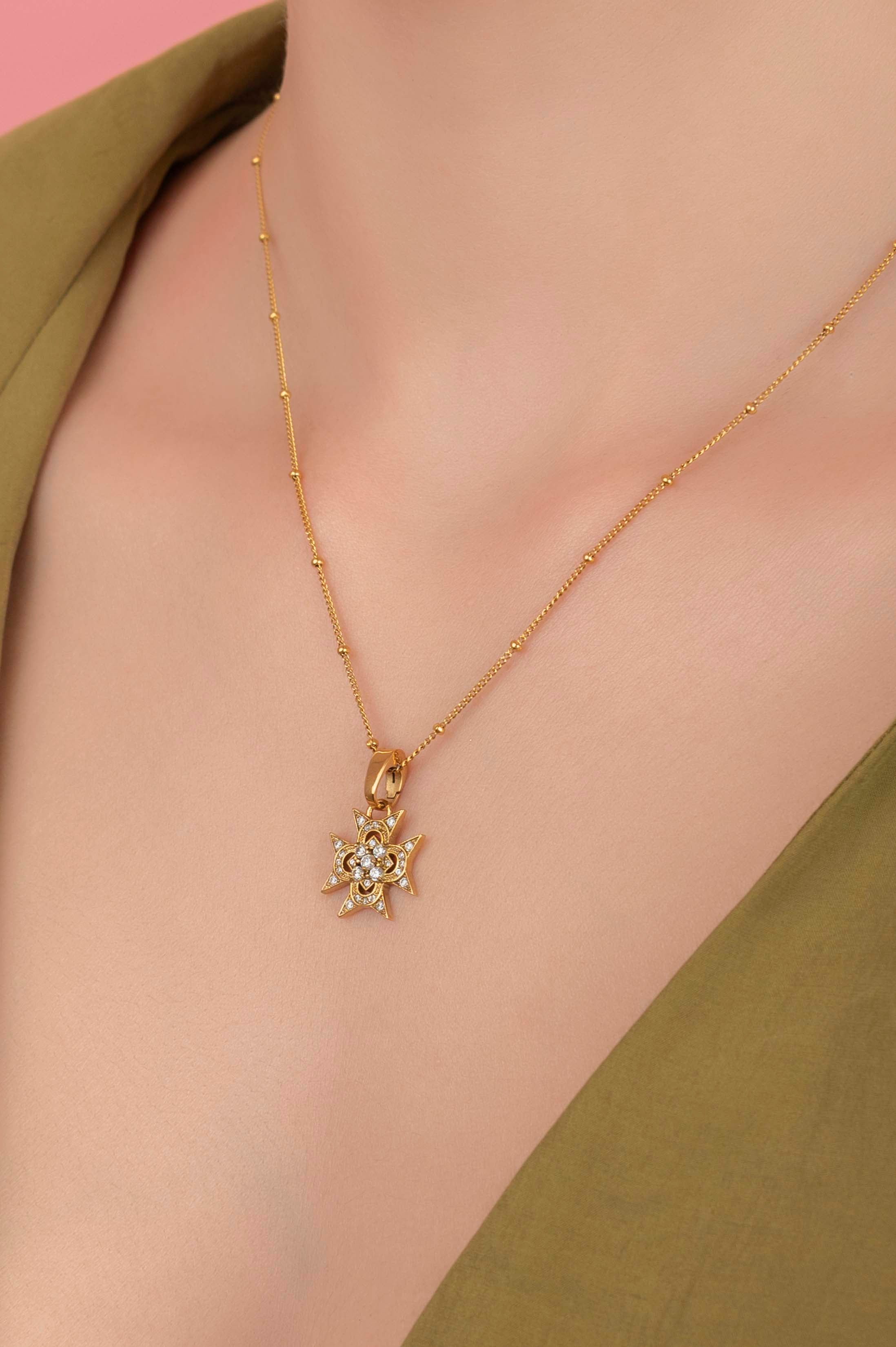 Crystal Maltese Cross Pendant & Stud Earring Set Gift Set