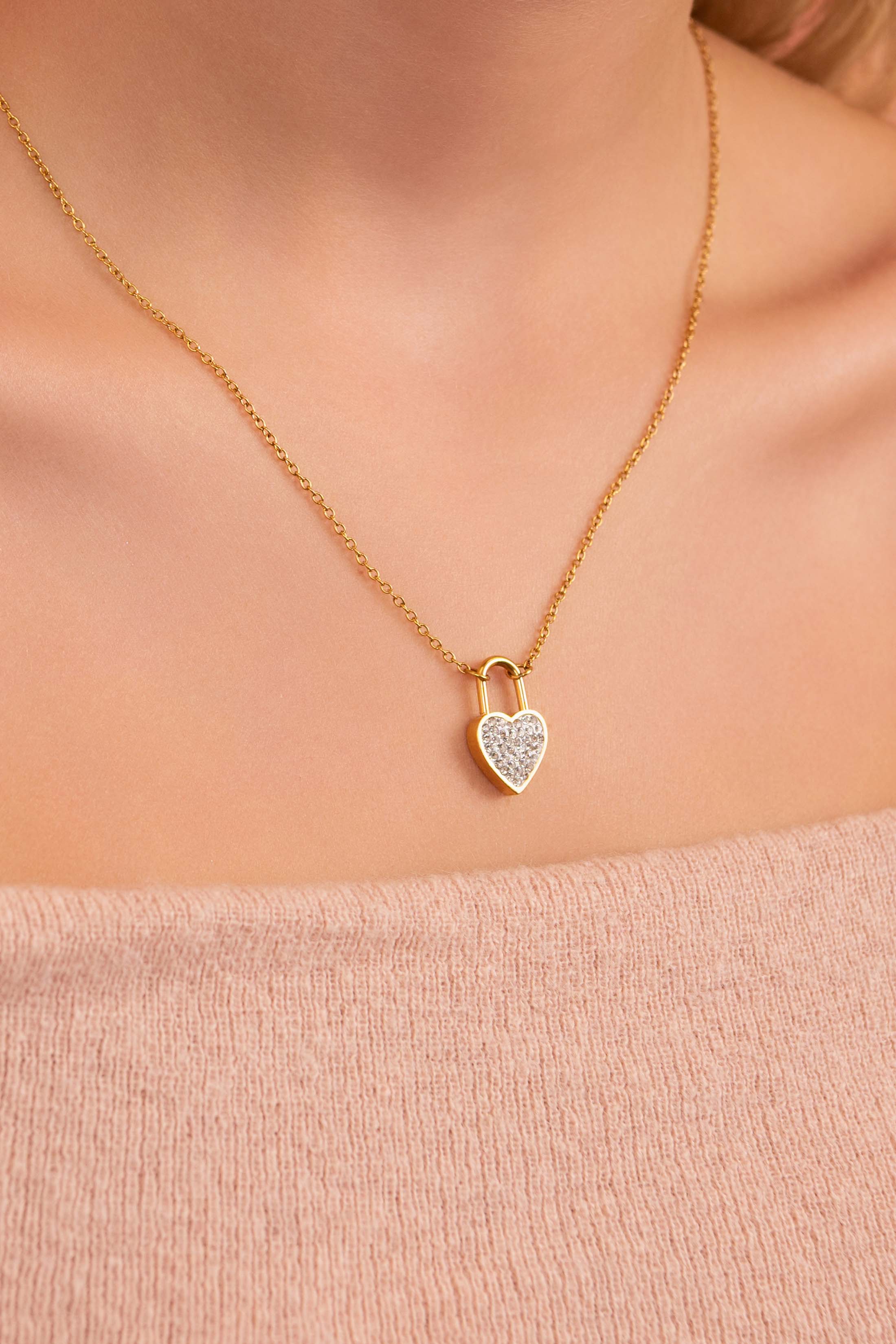 Locked in Crystal Earrings & Love On Lock Necklace Gift Set