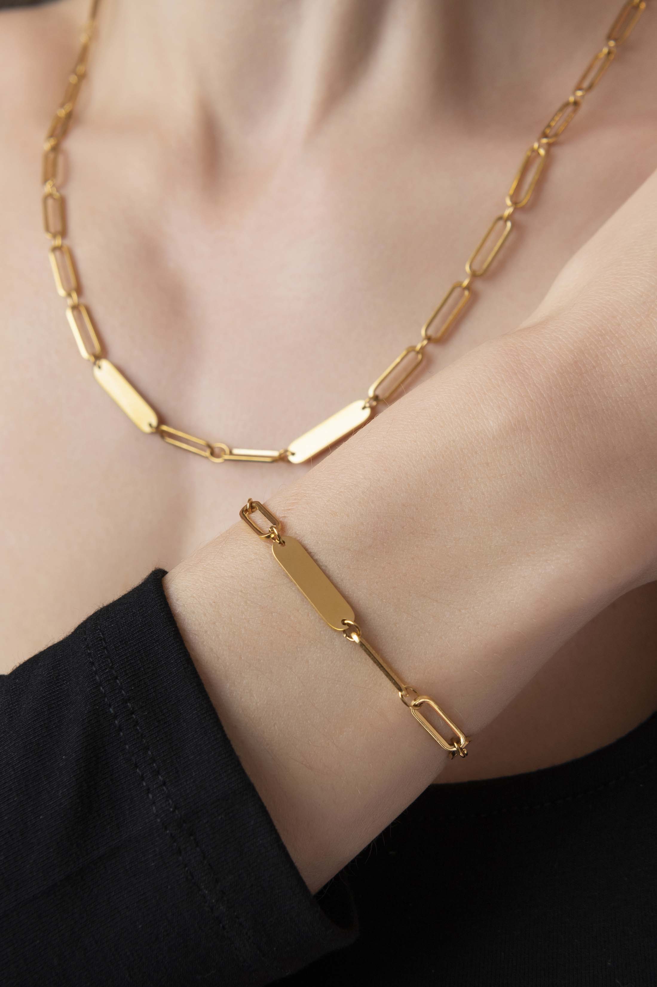 Engravable Link Bracelet & Necklace Gift Set