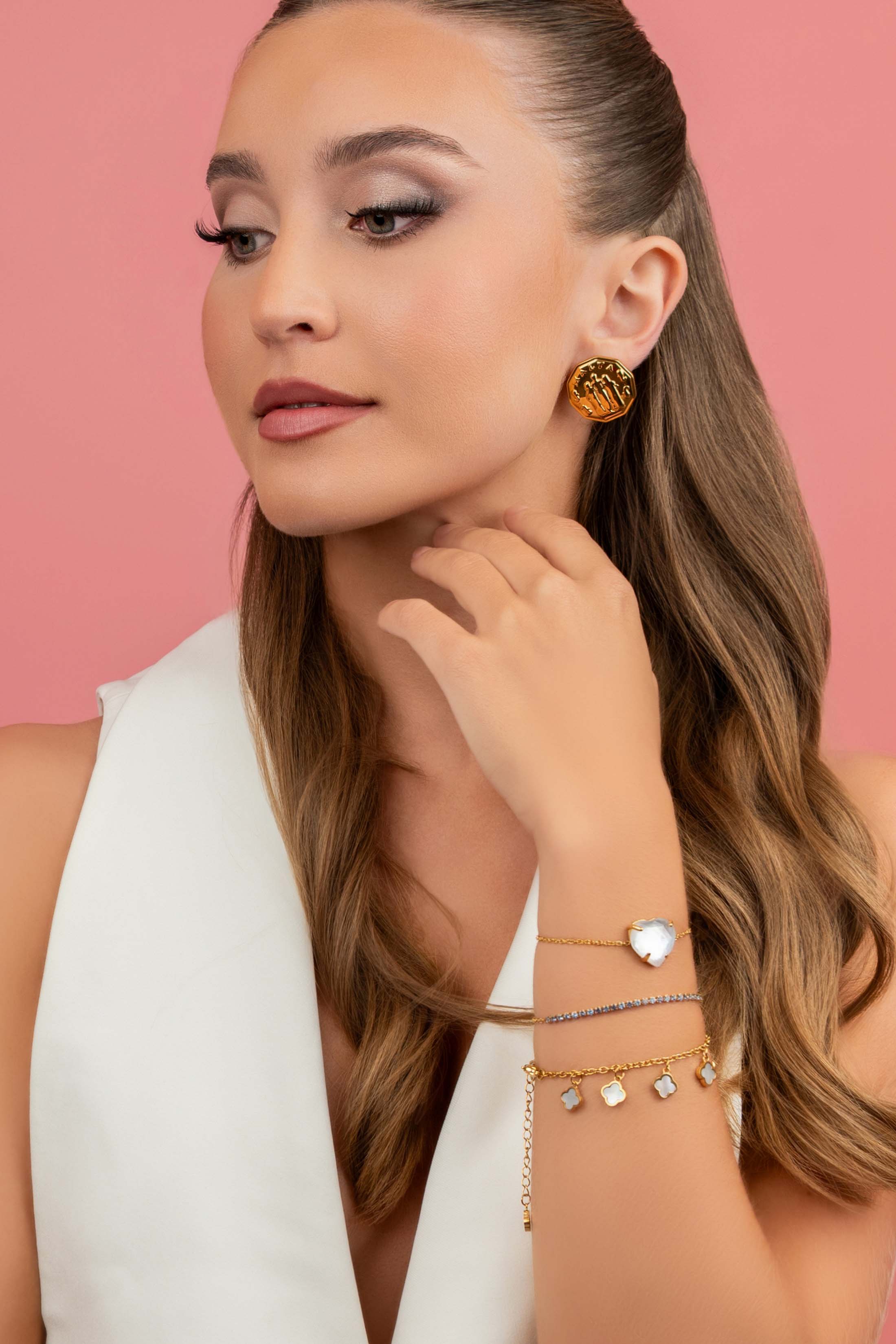 Mother of Pearl Charm Engravable Bracelet