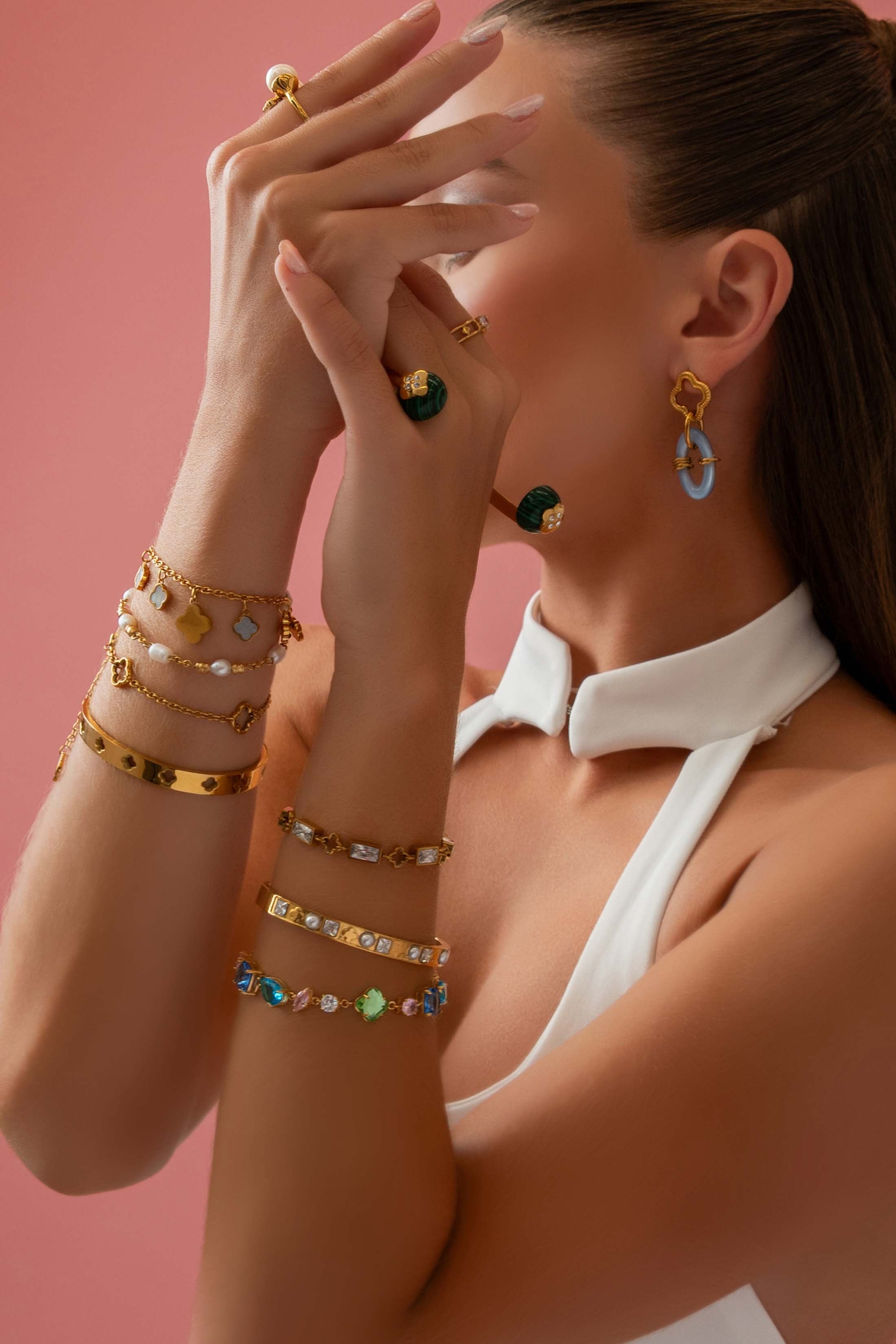 Mother of Pearl Charm Engravable Bracelet