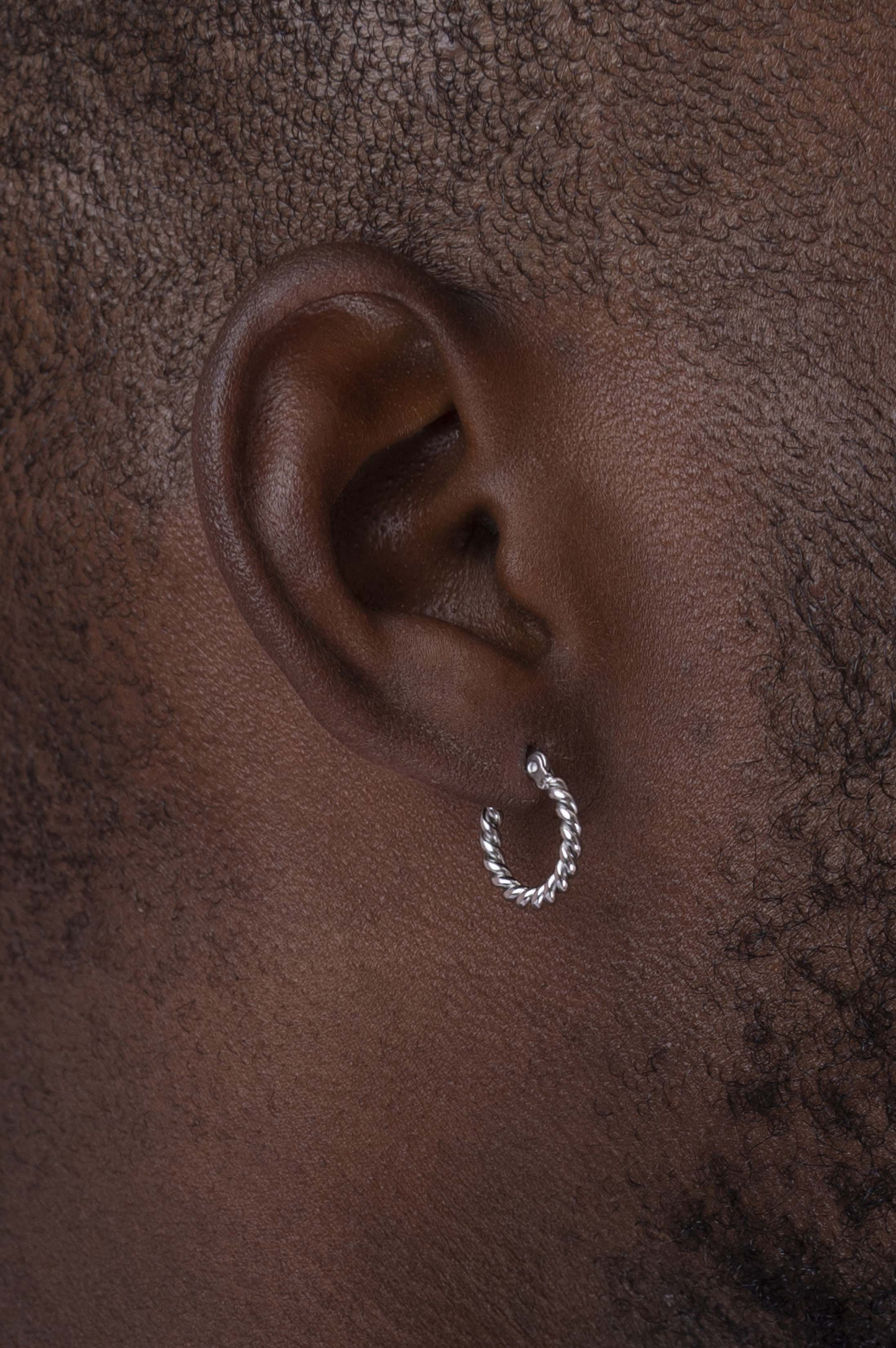 15MM Silver Rope Hoop Single Earring