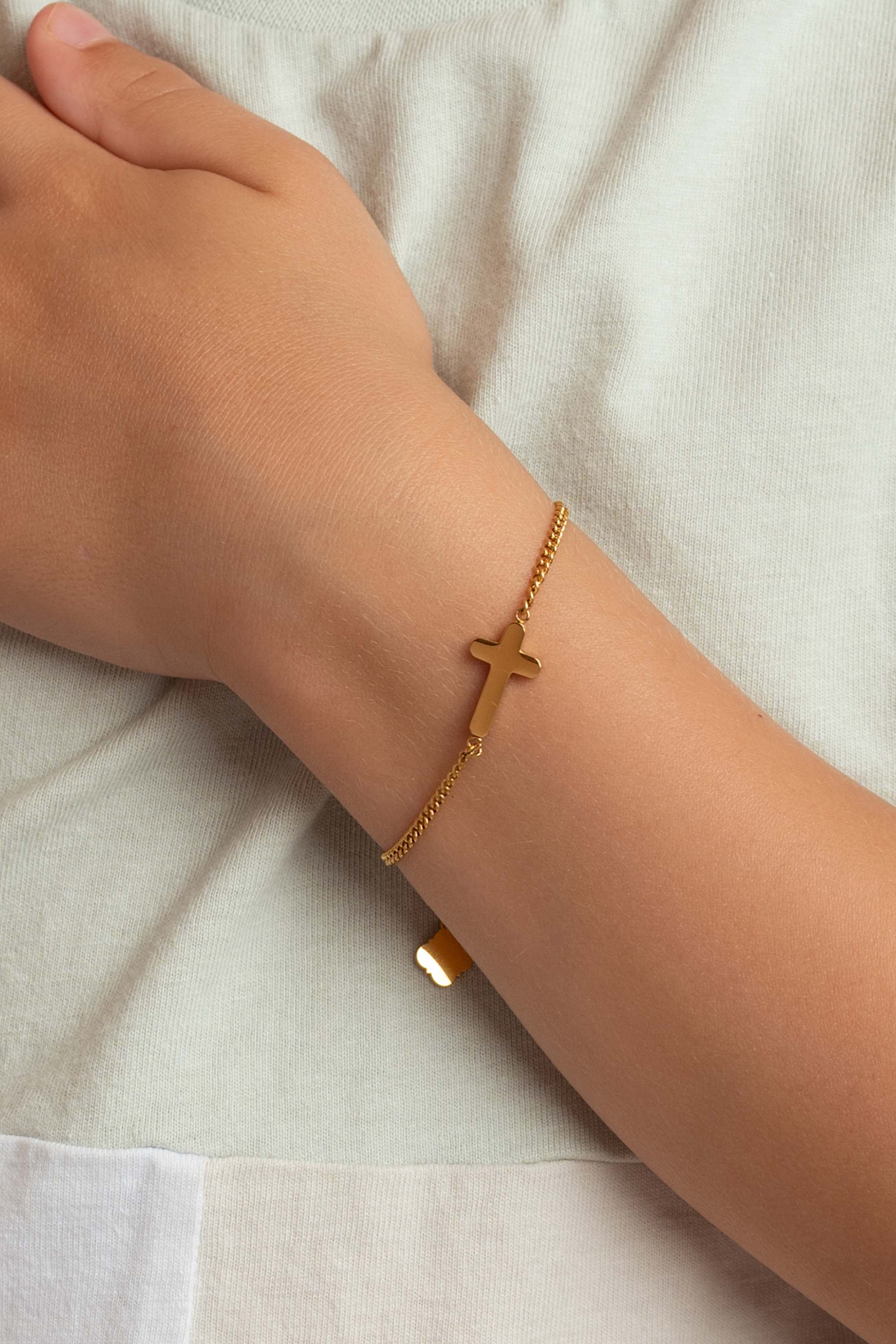 Cross Gold Necklace & Bracelet Gift Set