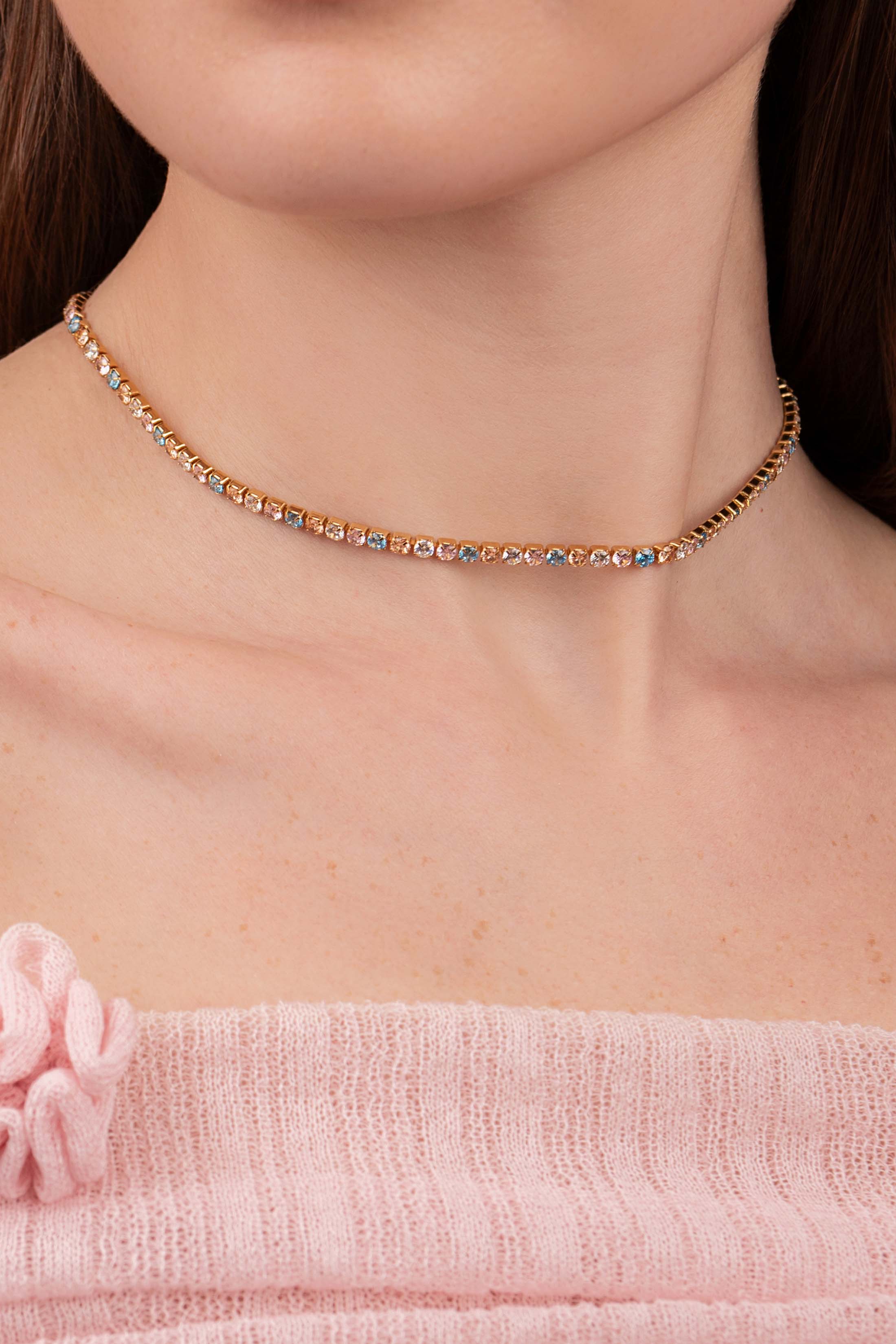 Golden Bloom Tennis Necklace