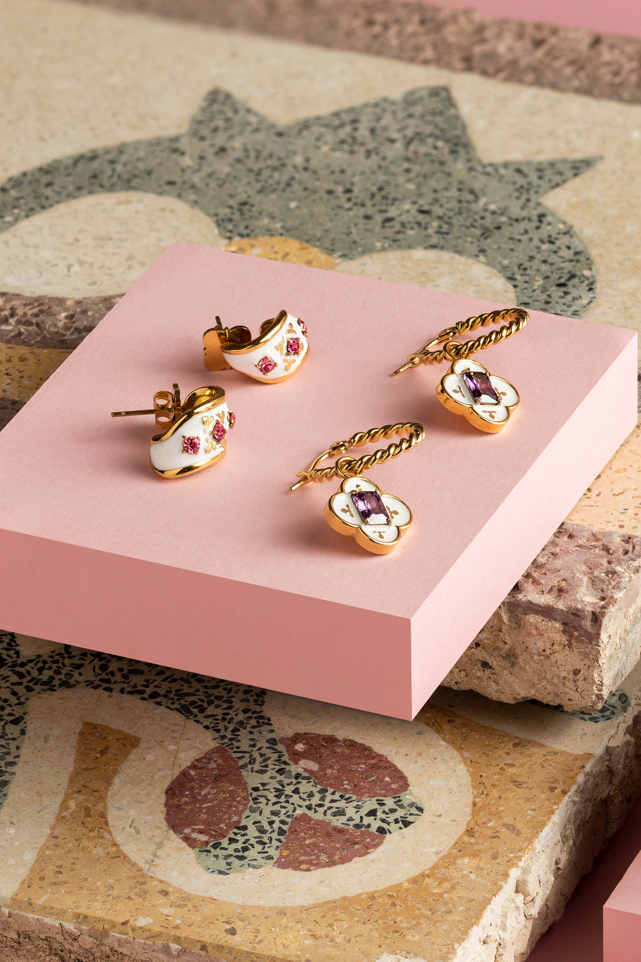 Maltese Tile Royal Purple Pendant Earring Gift Set