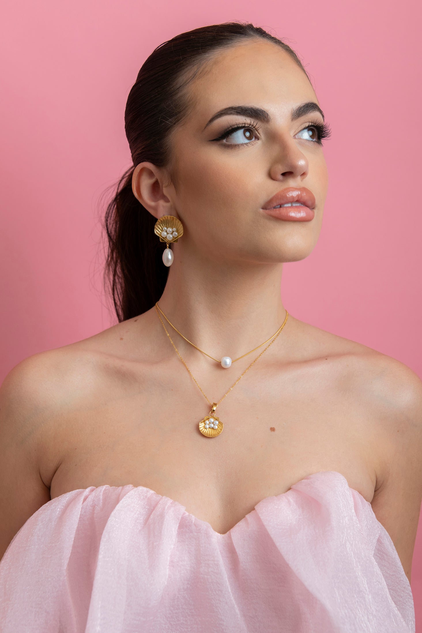 Arzella FreshWater Pearl Drop Stud Earrings & Pendant Gift Set