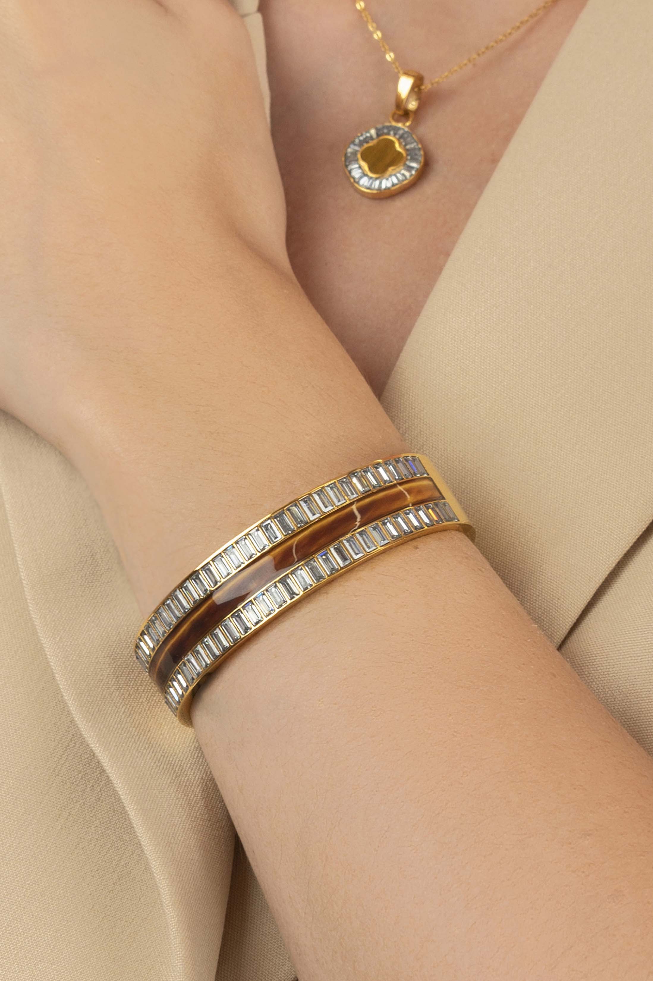 Faniello Tiger Eye Bangle & Ring Gift Set