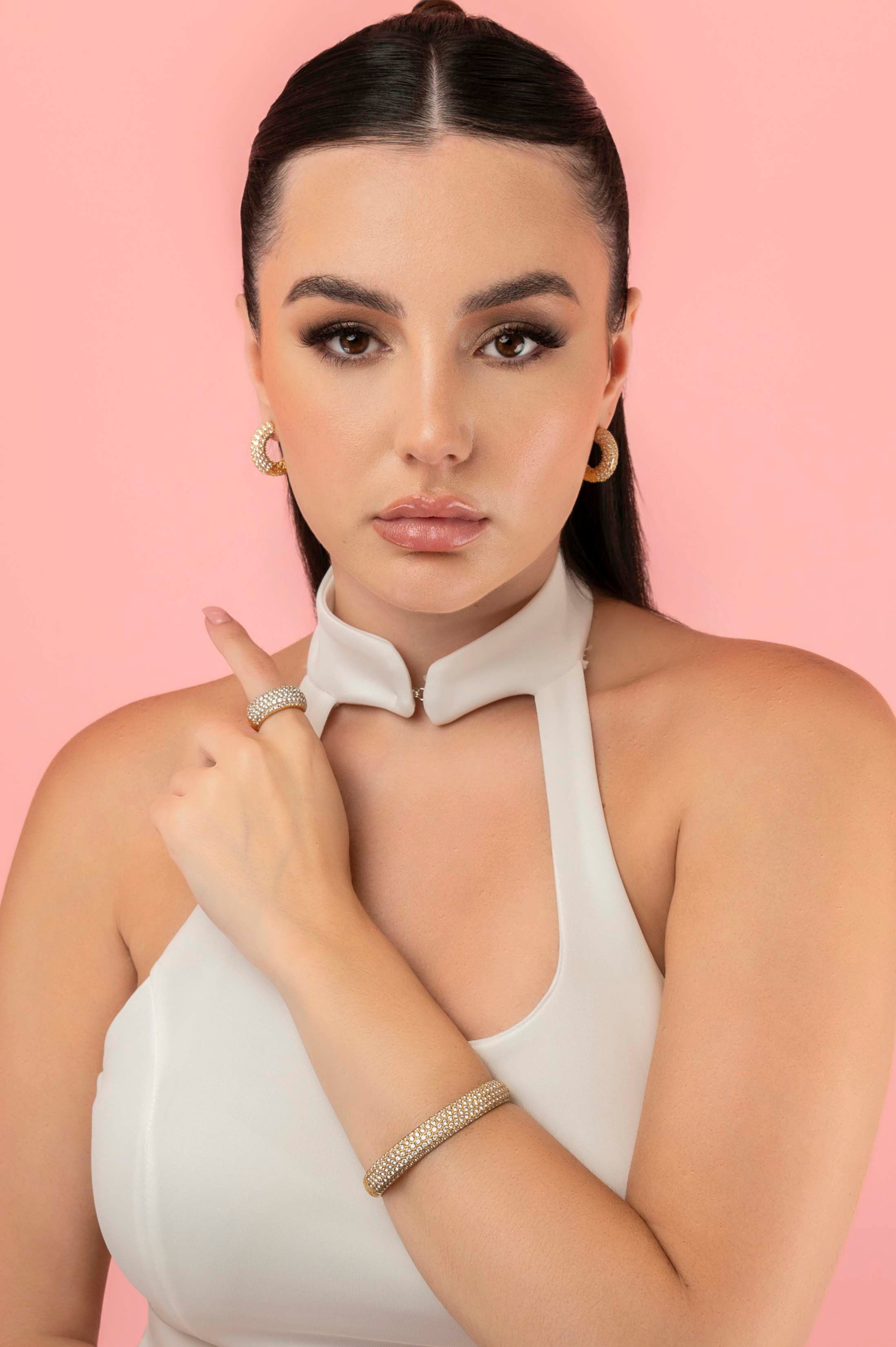 Clear Pavé Patterned Ring