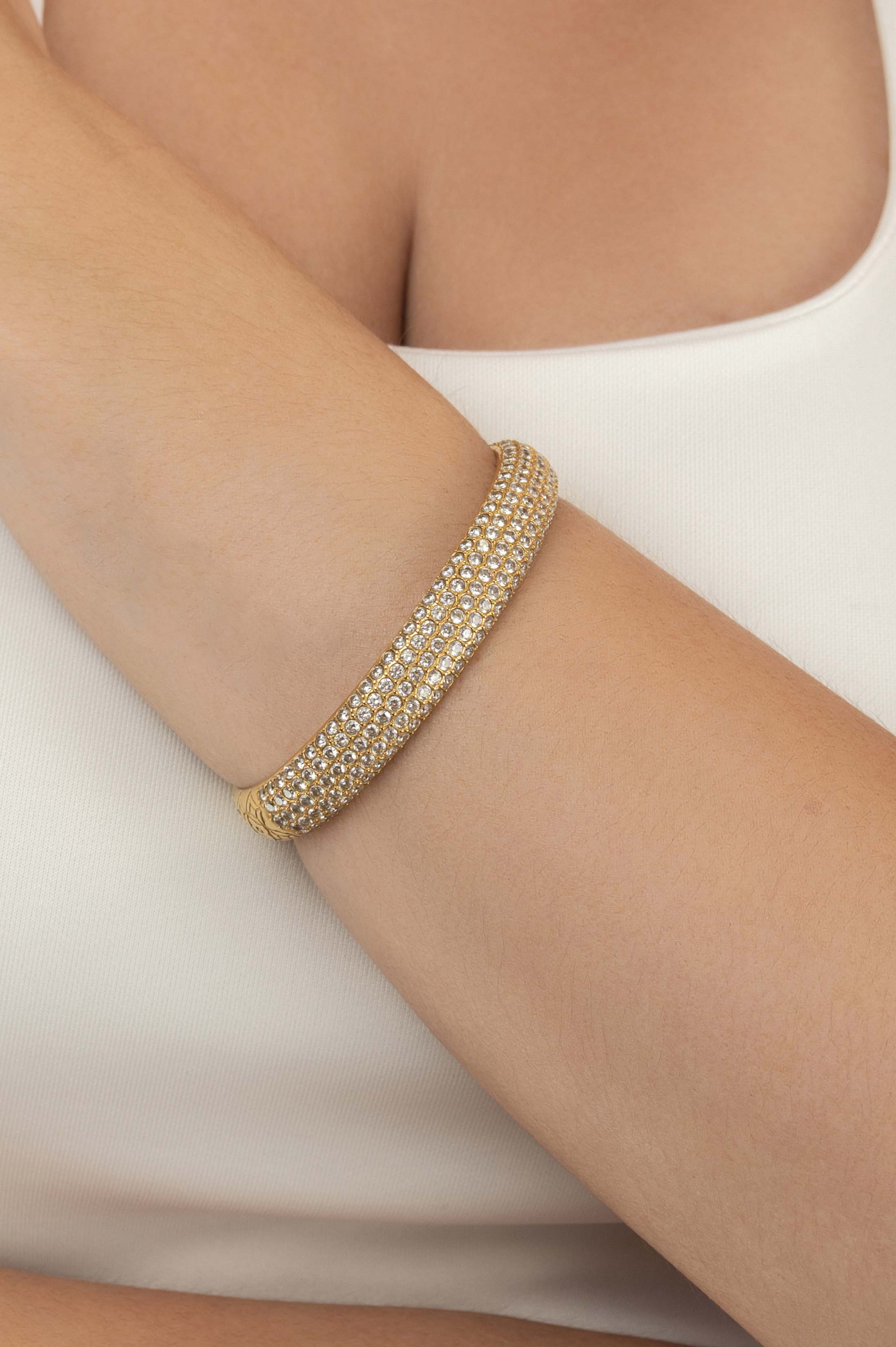 Clear Pavé Patterned Bangle