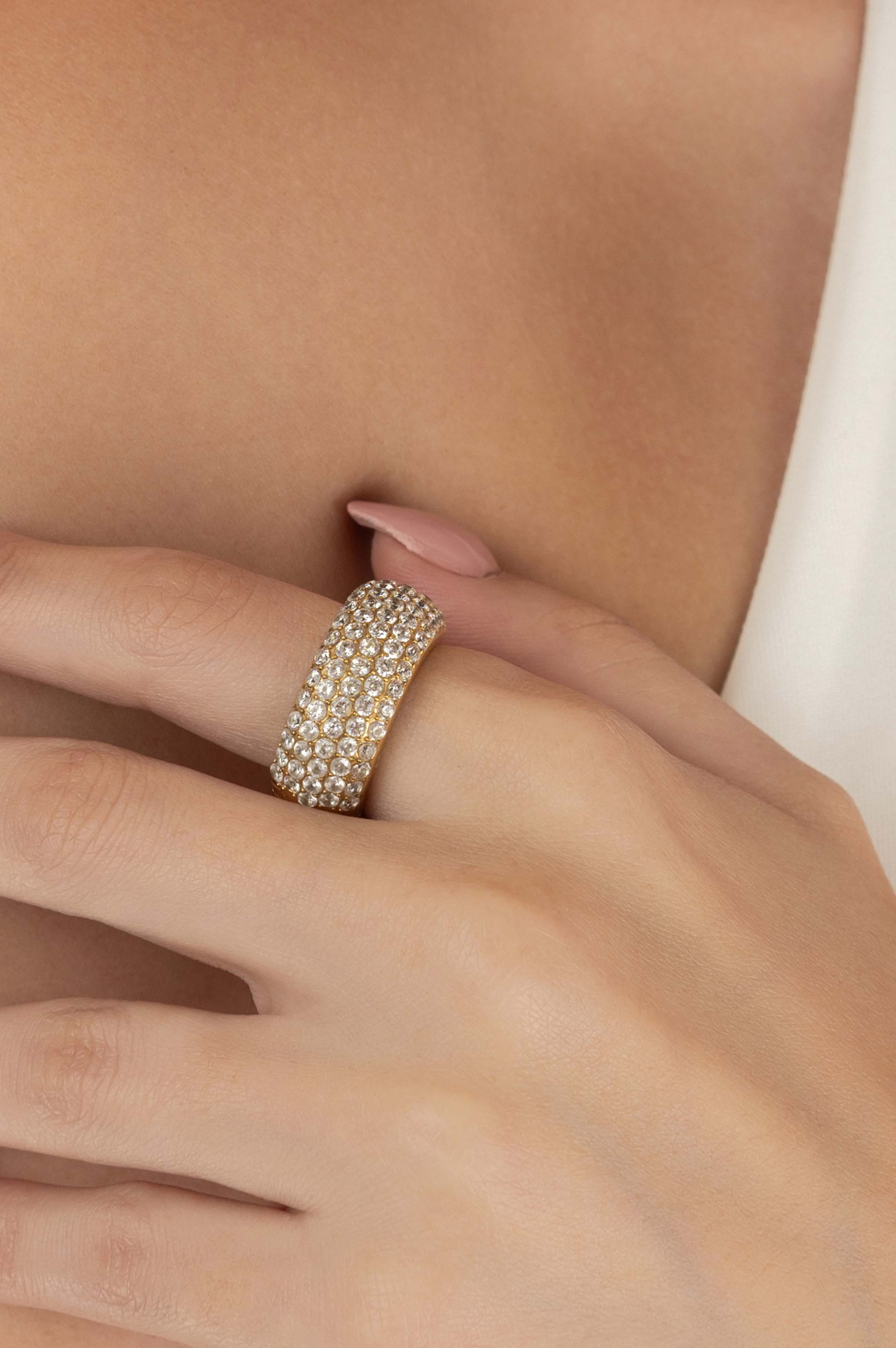 Clear Pavé Patterned Ring