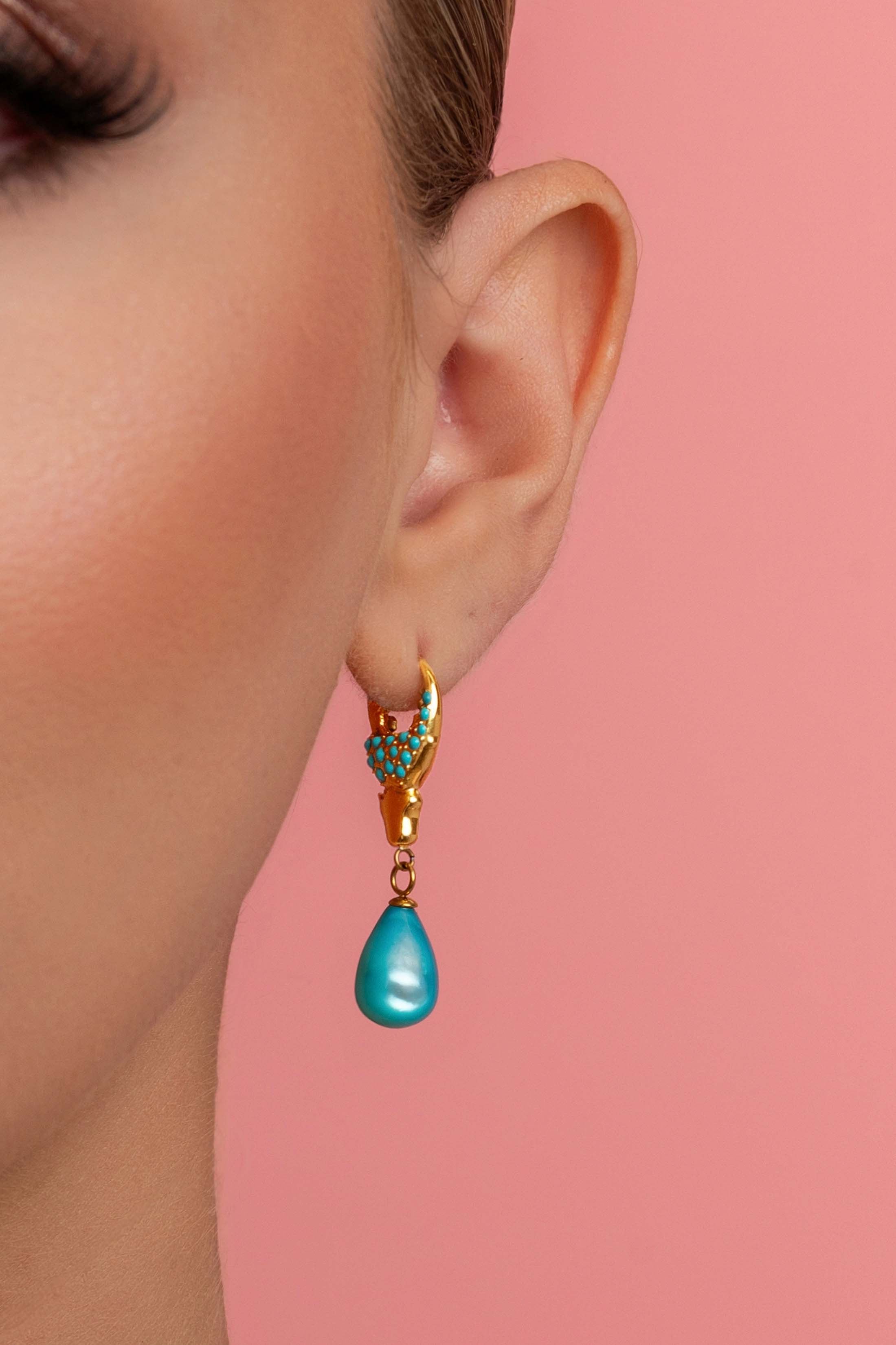 Qabru Turquoise Claw Drop Stud Earring Set