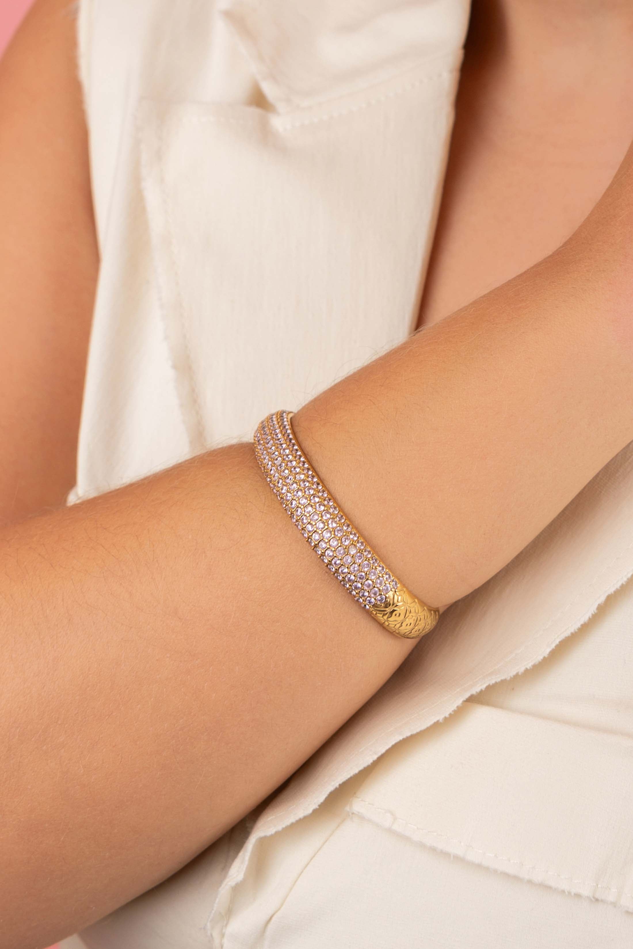 Blush Pavé Patterned Bangle