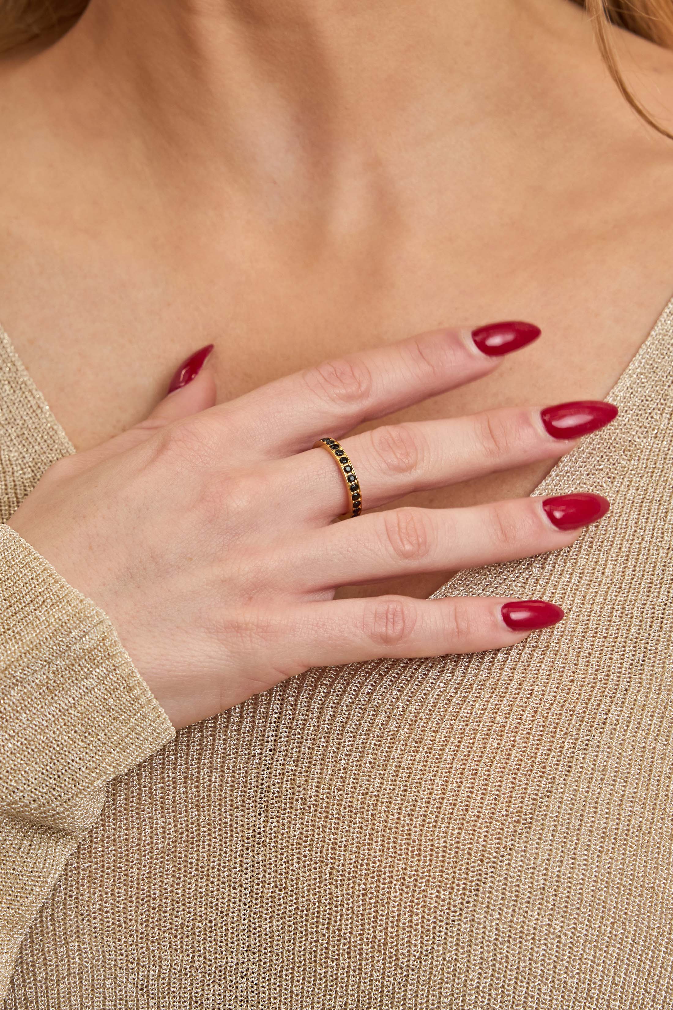 Noir Halo Crystal Ring