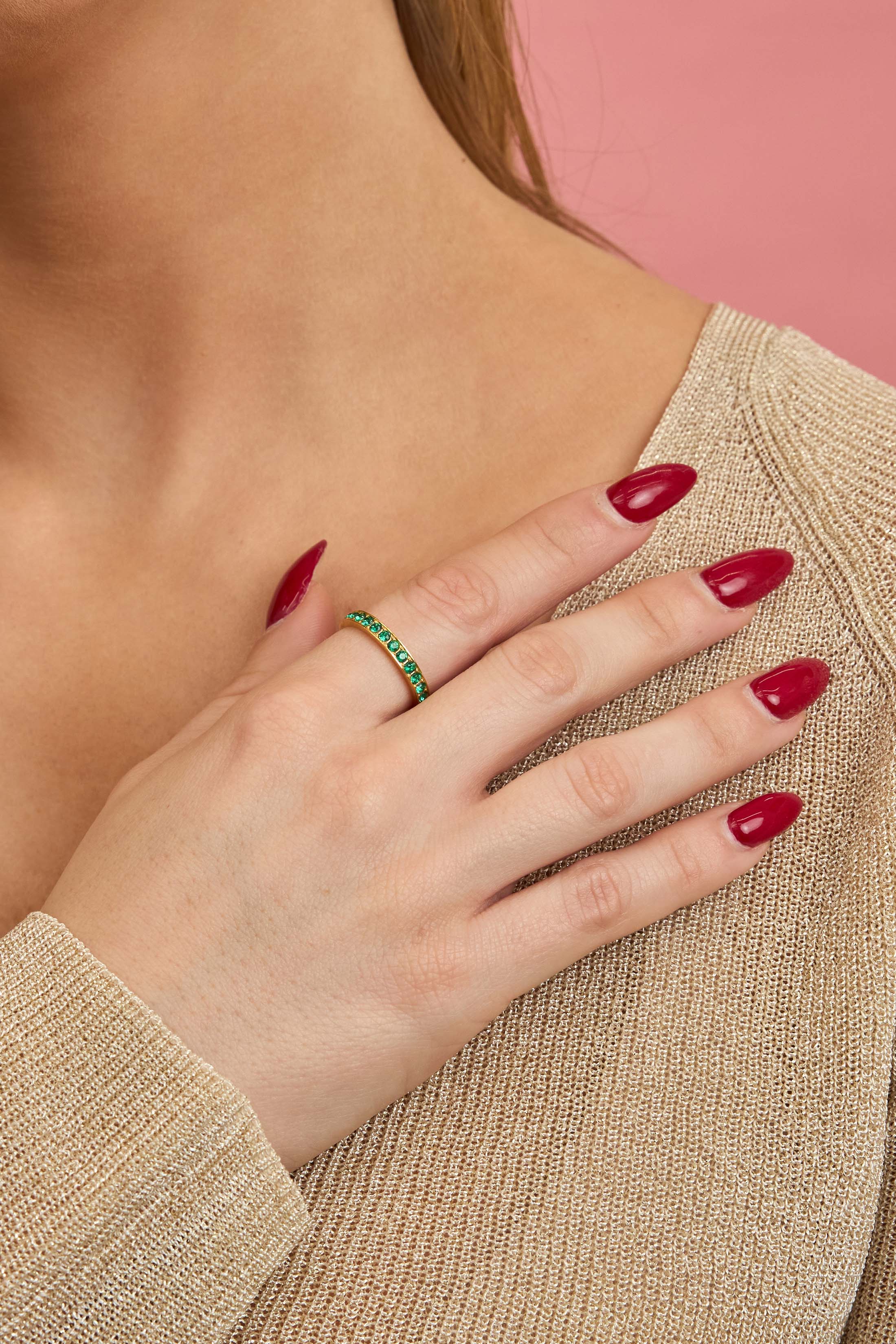 Verdant Halo Crystal Ring