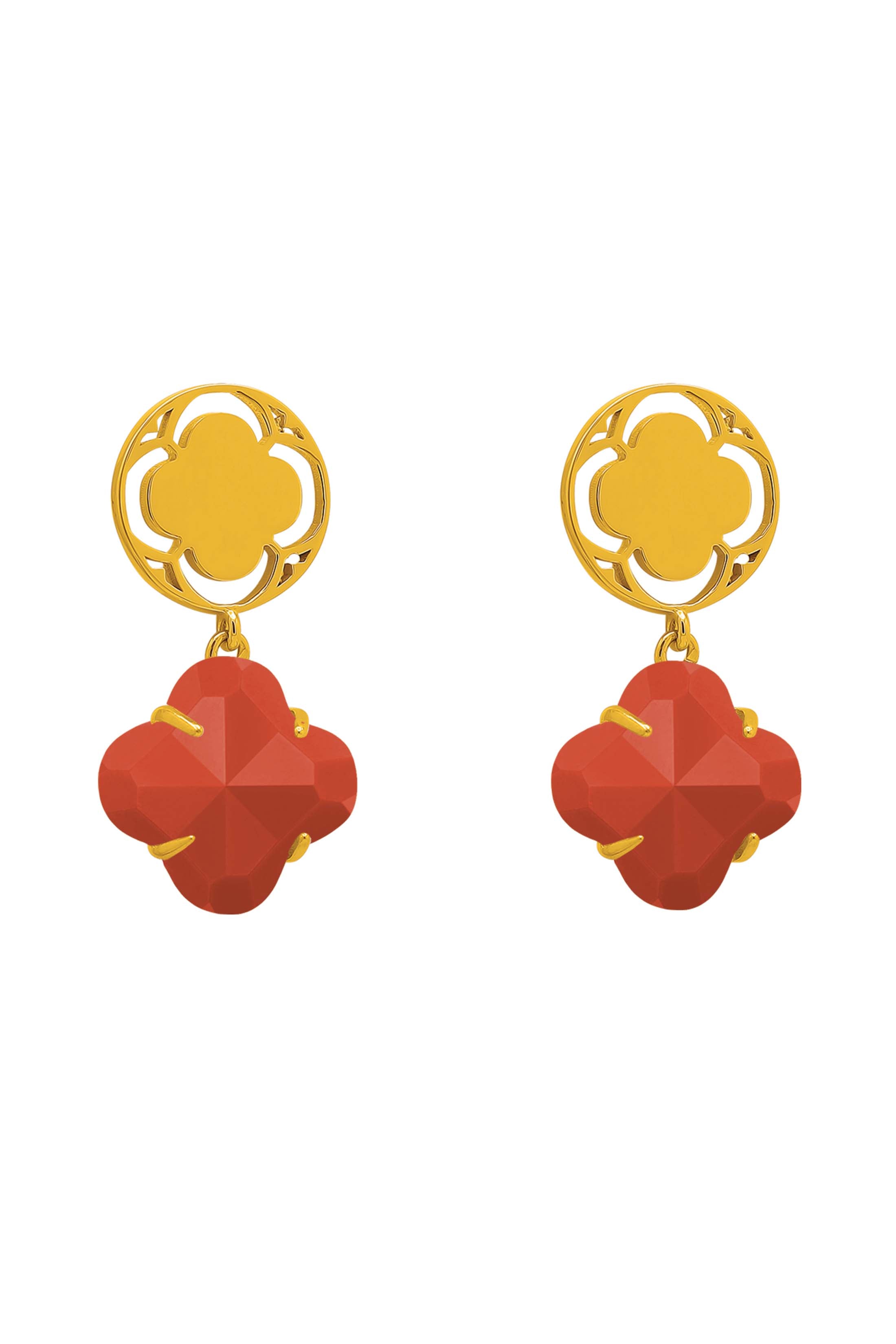 Stone Station Coral Stone Drop Stud Earring Set