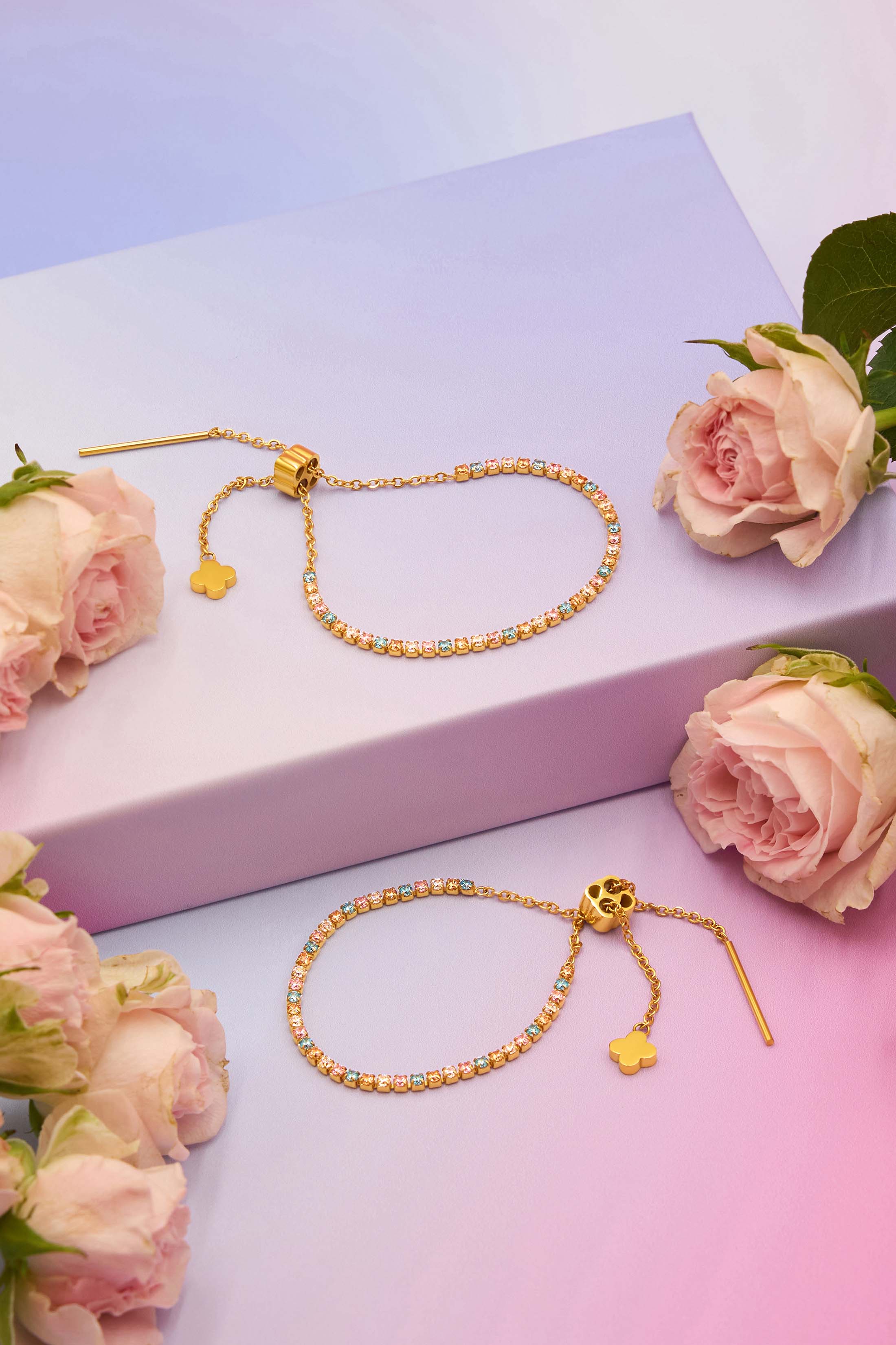 Golden Bloom Tennis Bracelet