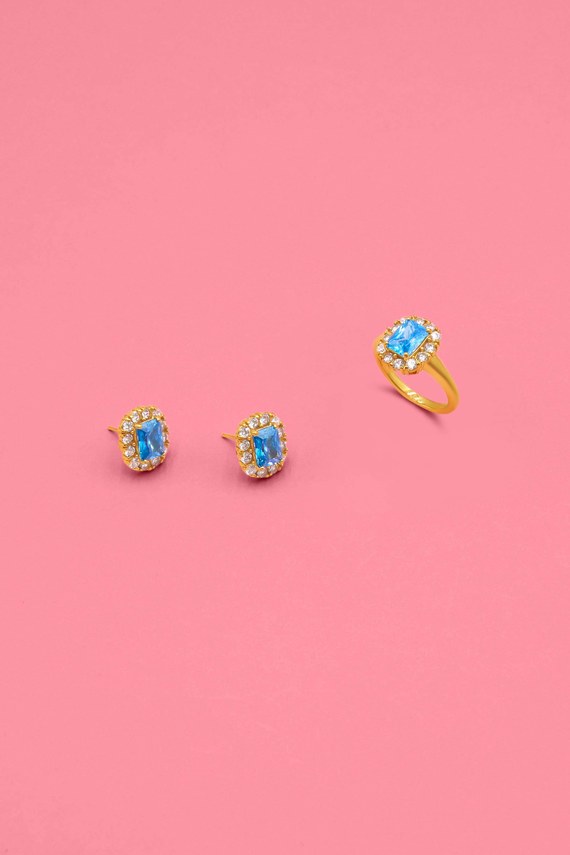 Pimpernell Blu Alba Stud Earrings & Ring Gift Set