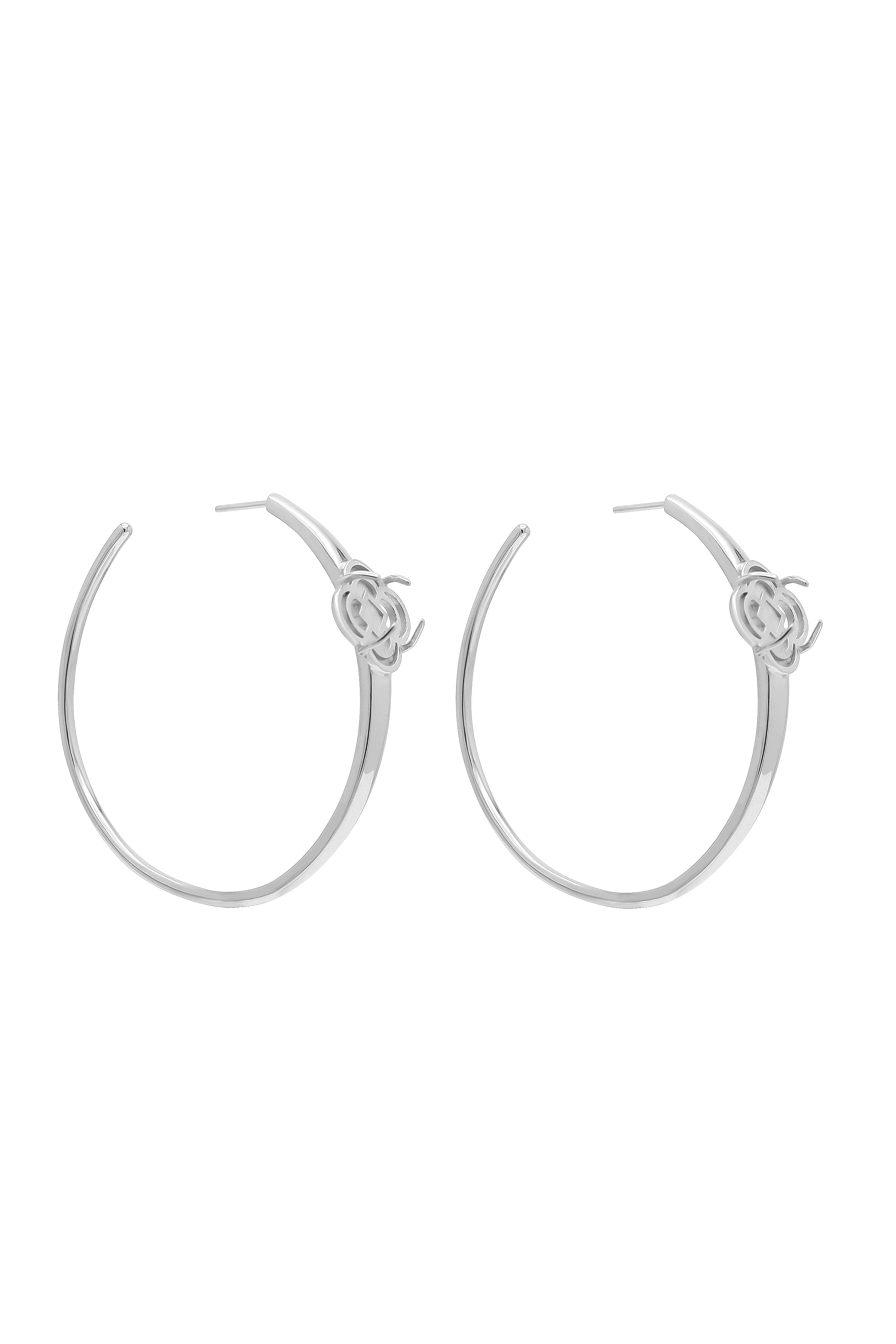 Stone Station Oversized Hoop Earring Set Silver Coloured
