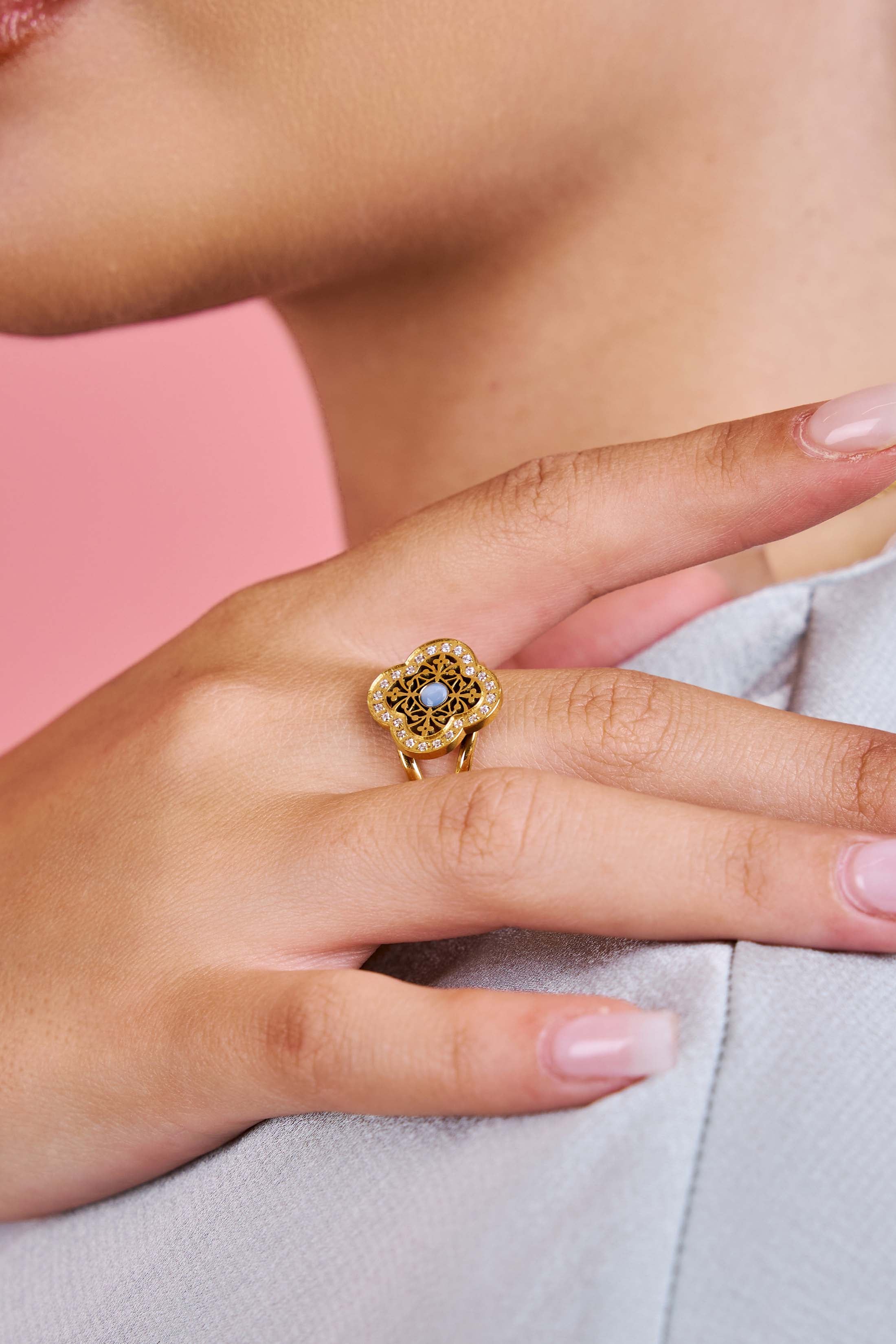 Azure Cat Eye Ring