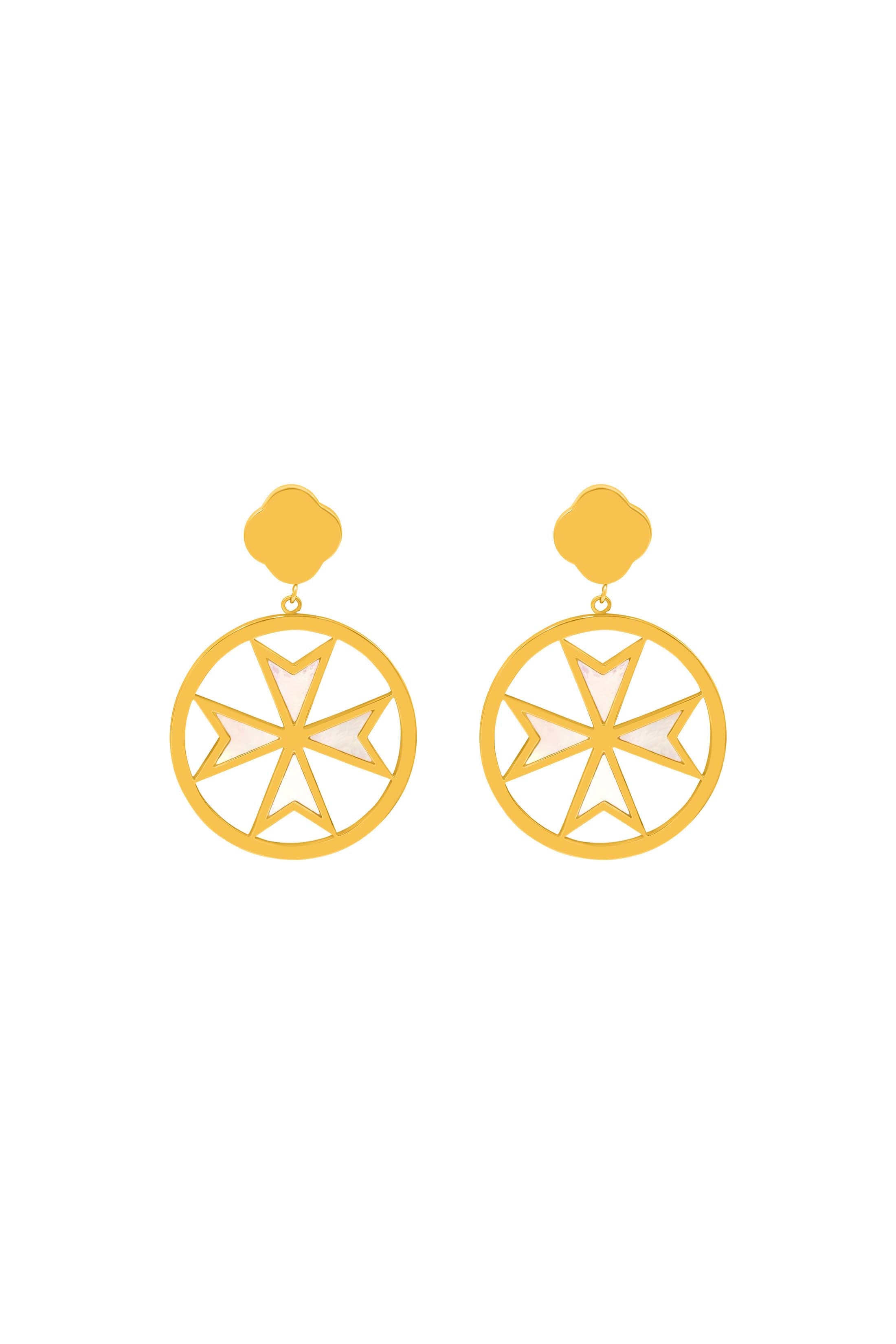 Maltese Cross Madre Perla Petite Earring Set