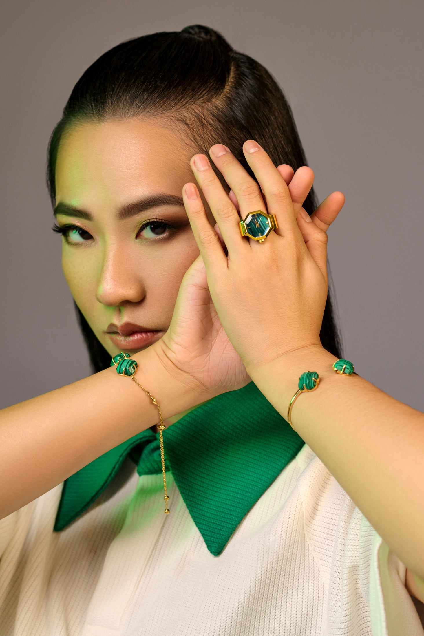 Malachite Carisma Ring Watch