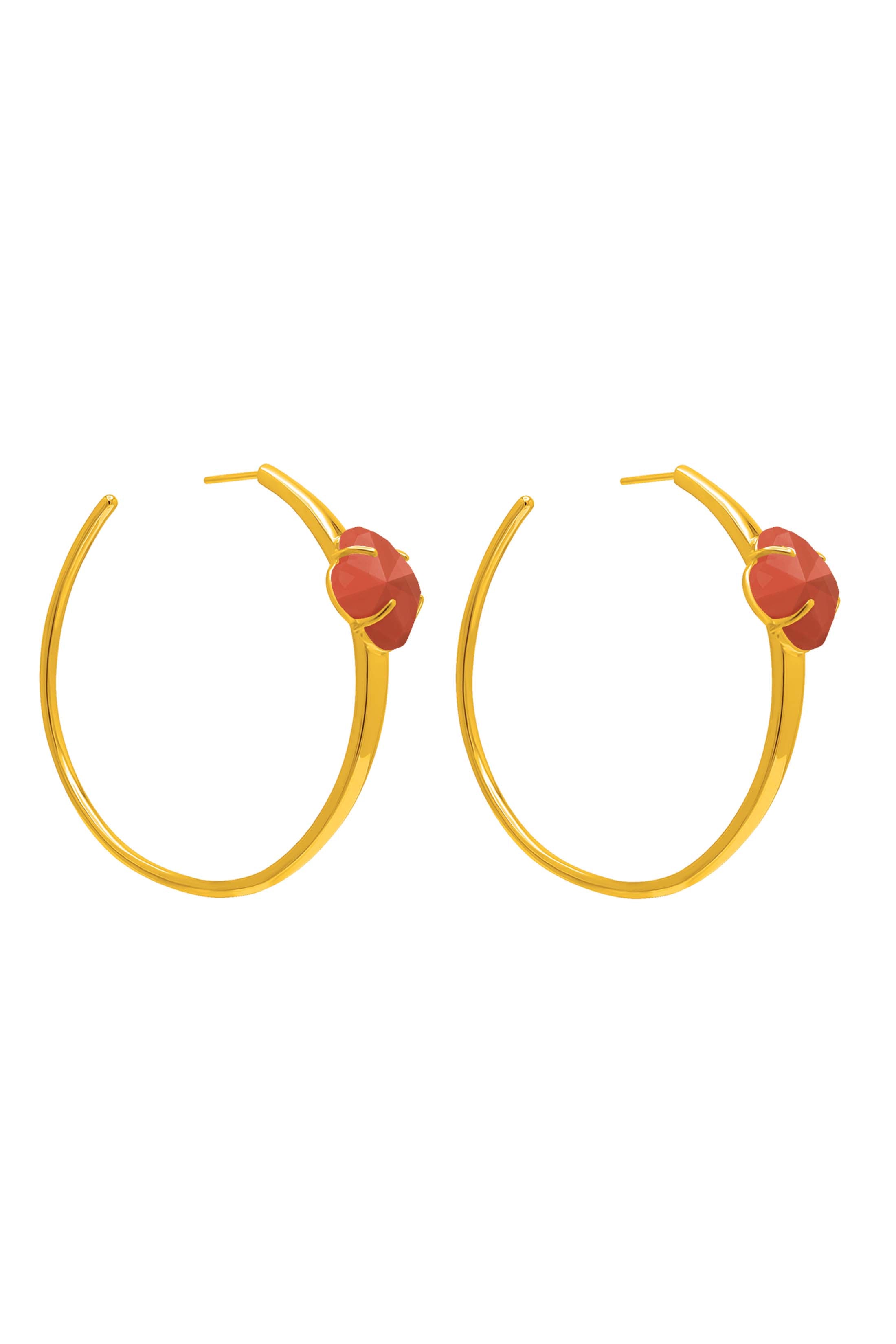 Stone Station Coral Stone Oversized Hoop Earring Set