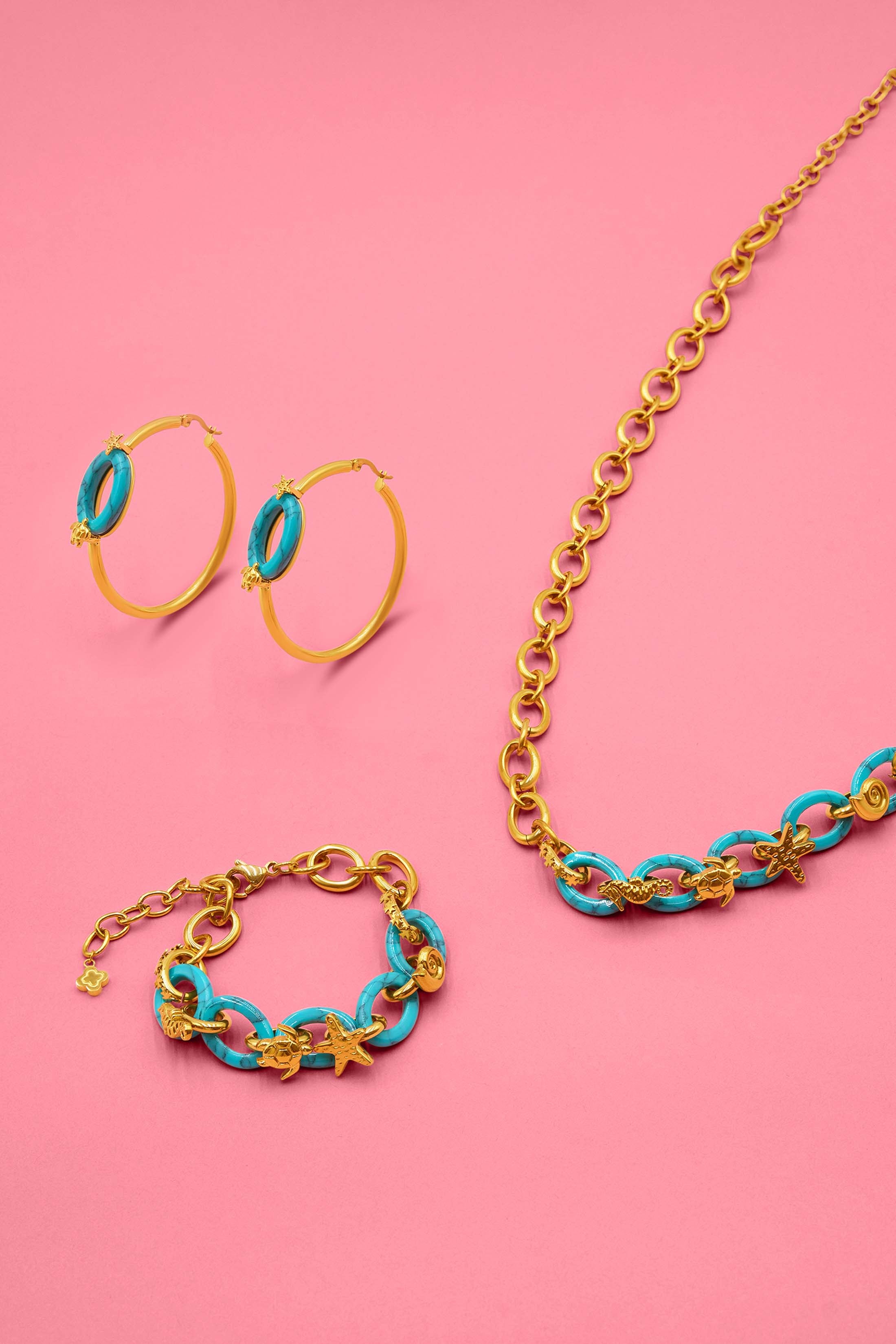 Ġnejna Bay Hoops, Necklace & Bracelet Gift Set