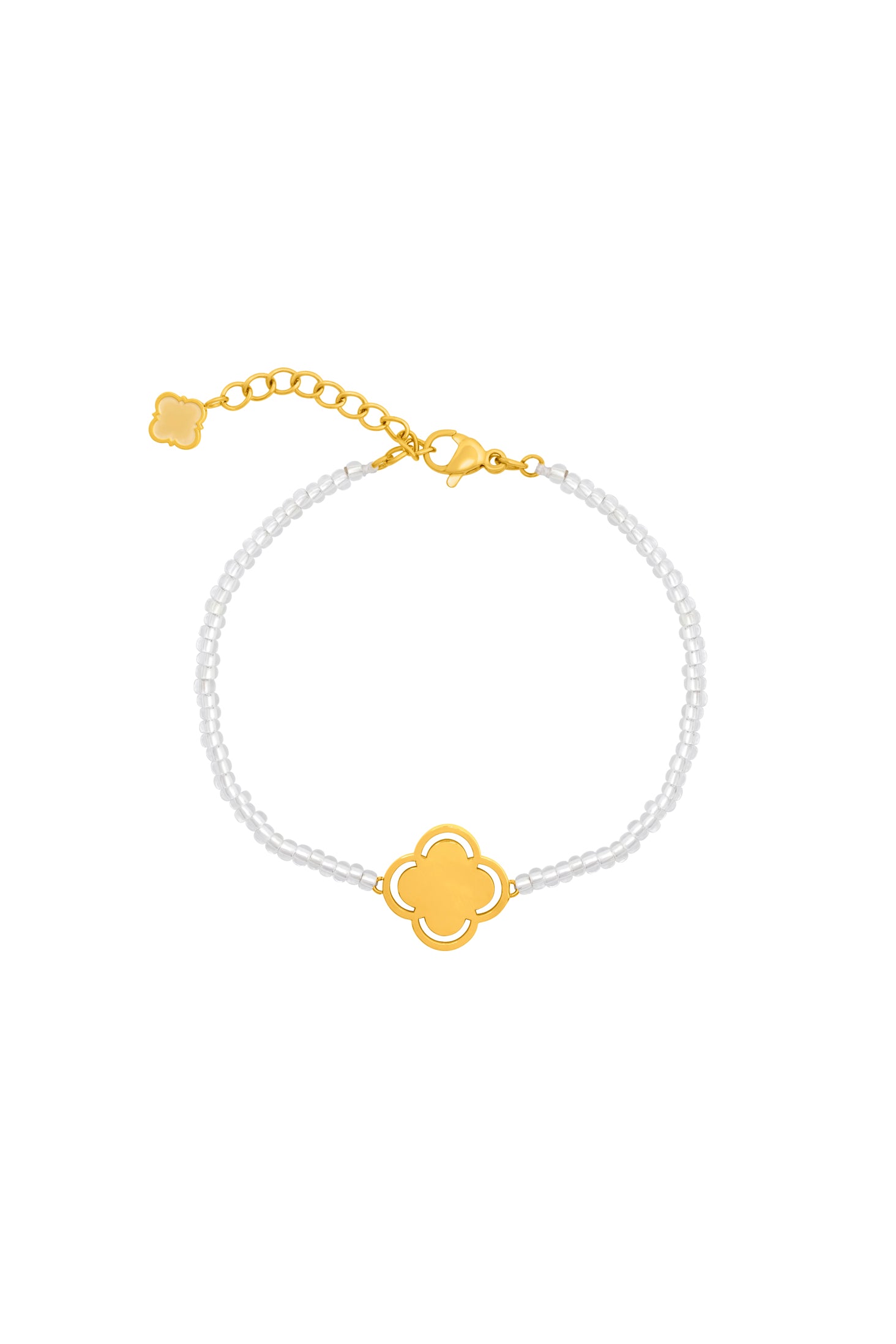 Clear Glass Beaded Engravable Logo Friendship Bracelet